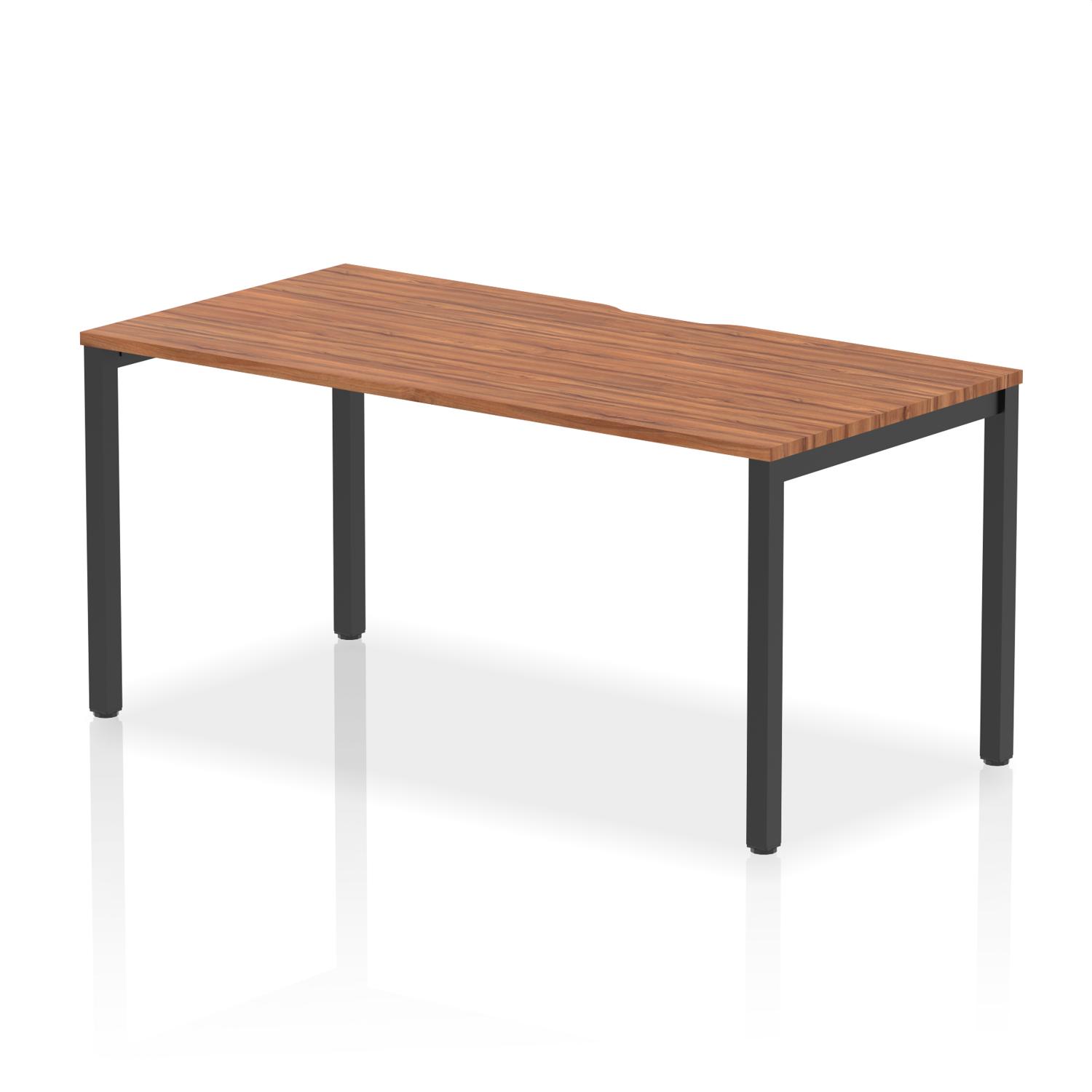 Evolve Plus 1600mm Single Starter Office Bench Desk Walnut Top Black Frame