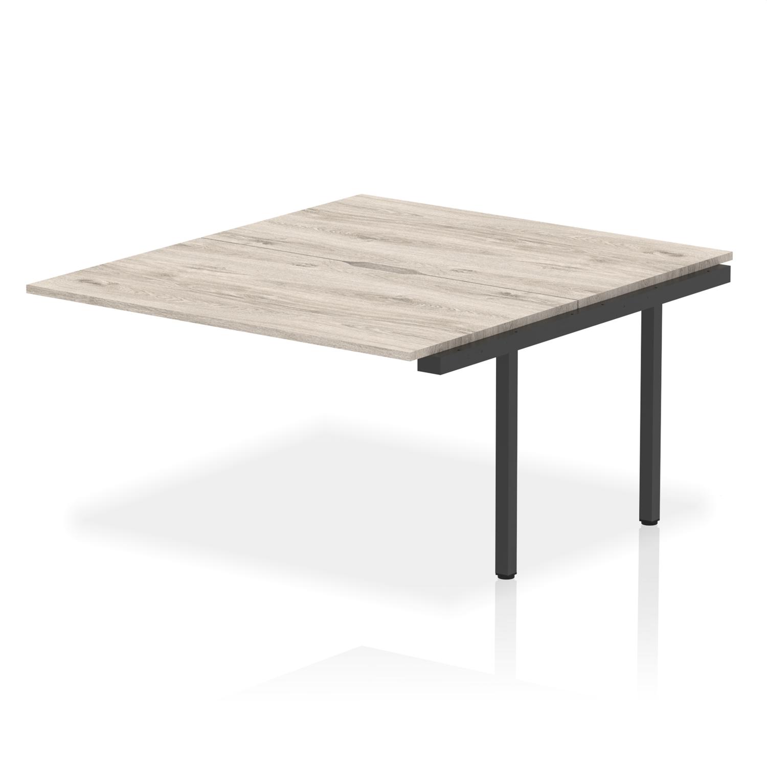 Evolve Plus 1400mm B2B Office Bench Desk Ext Kit Grey Oak Top Black Frame