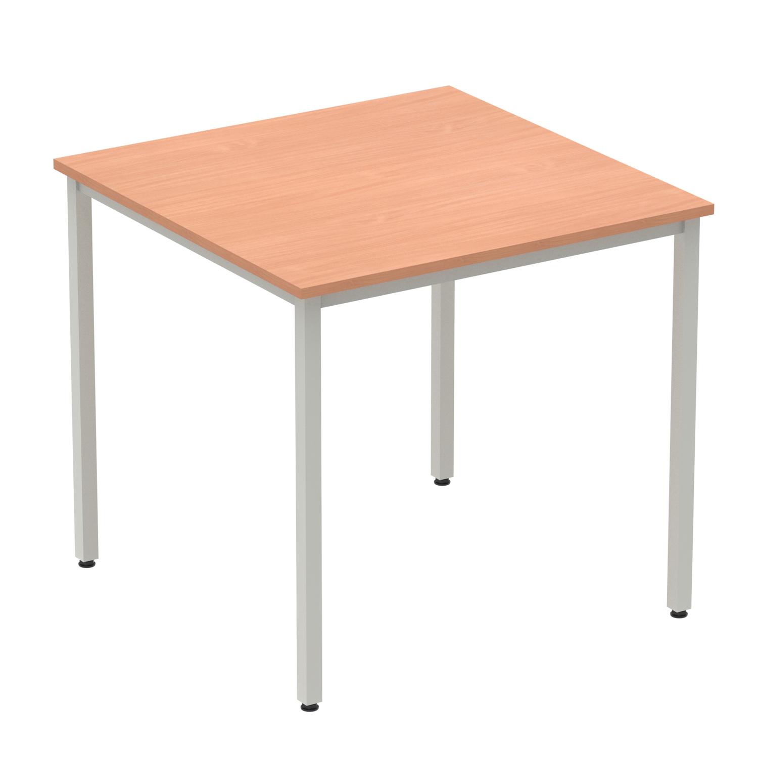 Impulse 800mm Straight Table Beech Top Silver Box Frame Leg