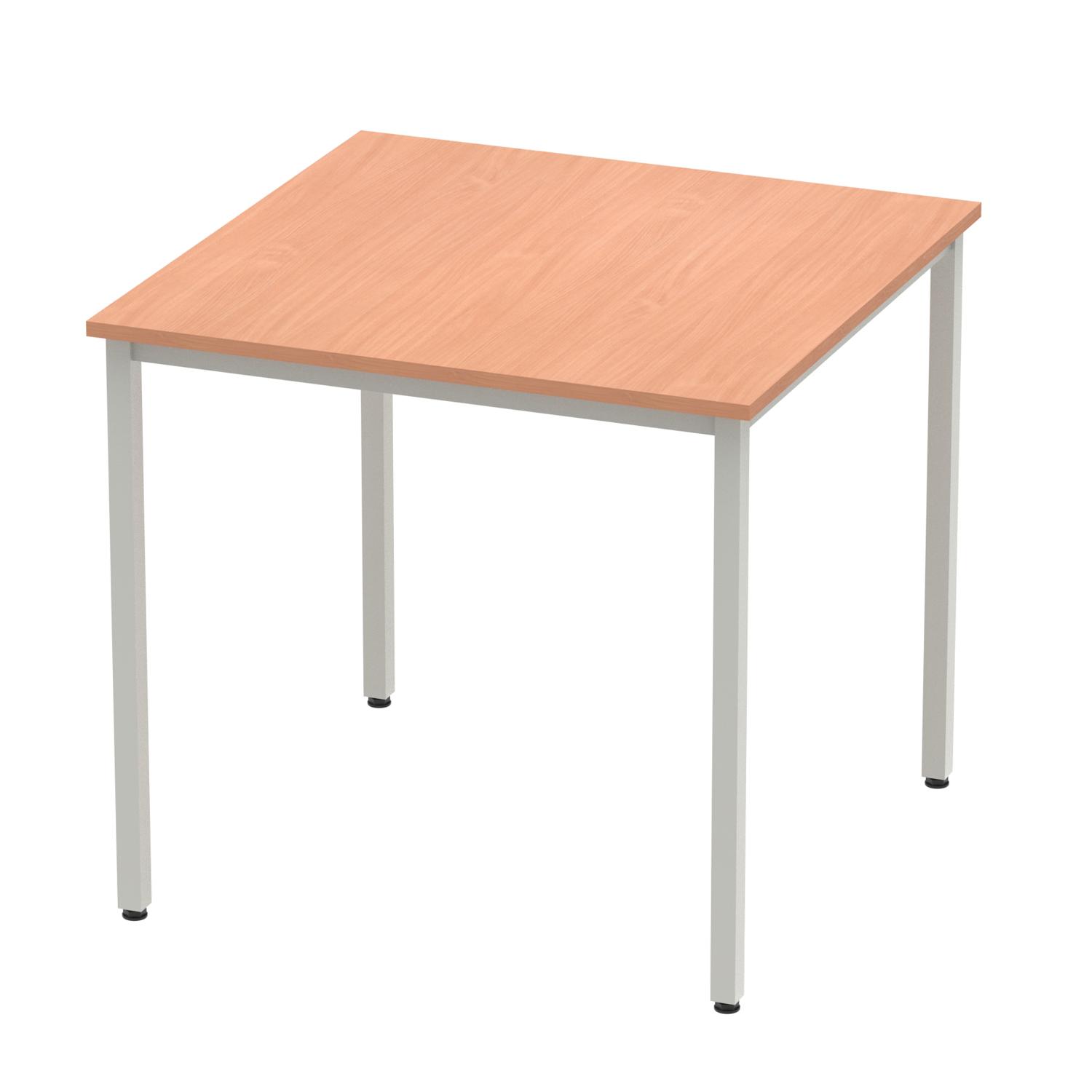 Impulse 800mm Straight Table Beech Top Silver Box Frame Leg