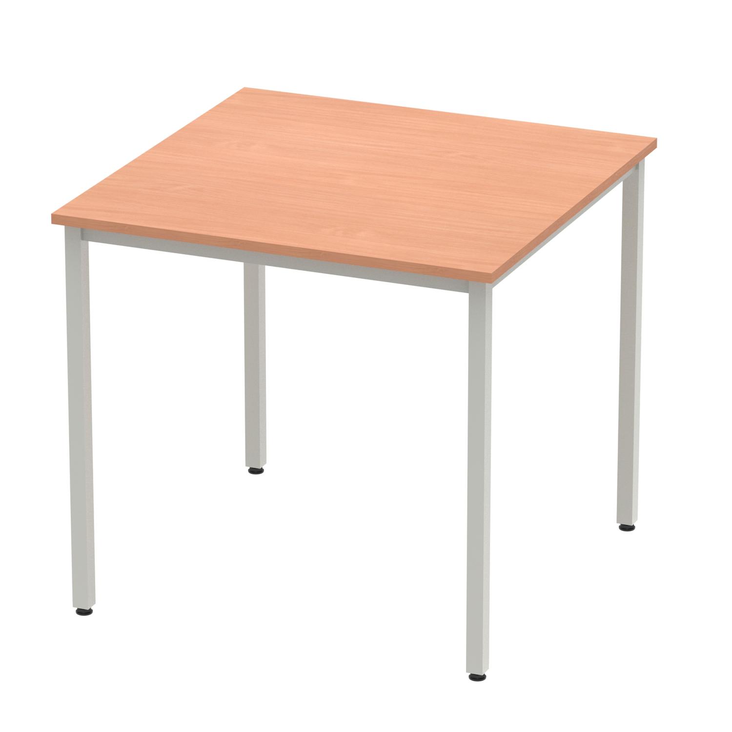 Impulse 800mm Straight Table Beech Top Silver Box Frame Leg