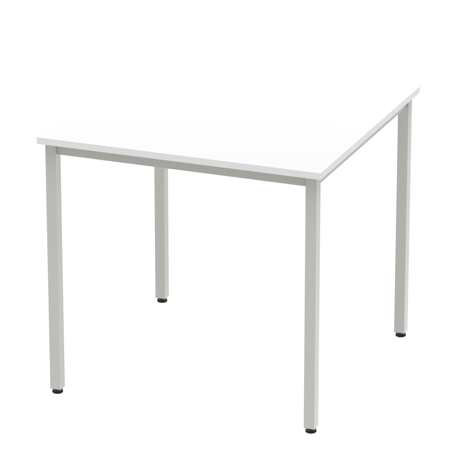 Impulse 800mm Straight Table White Top Silver Box Frame Leg