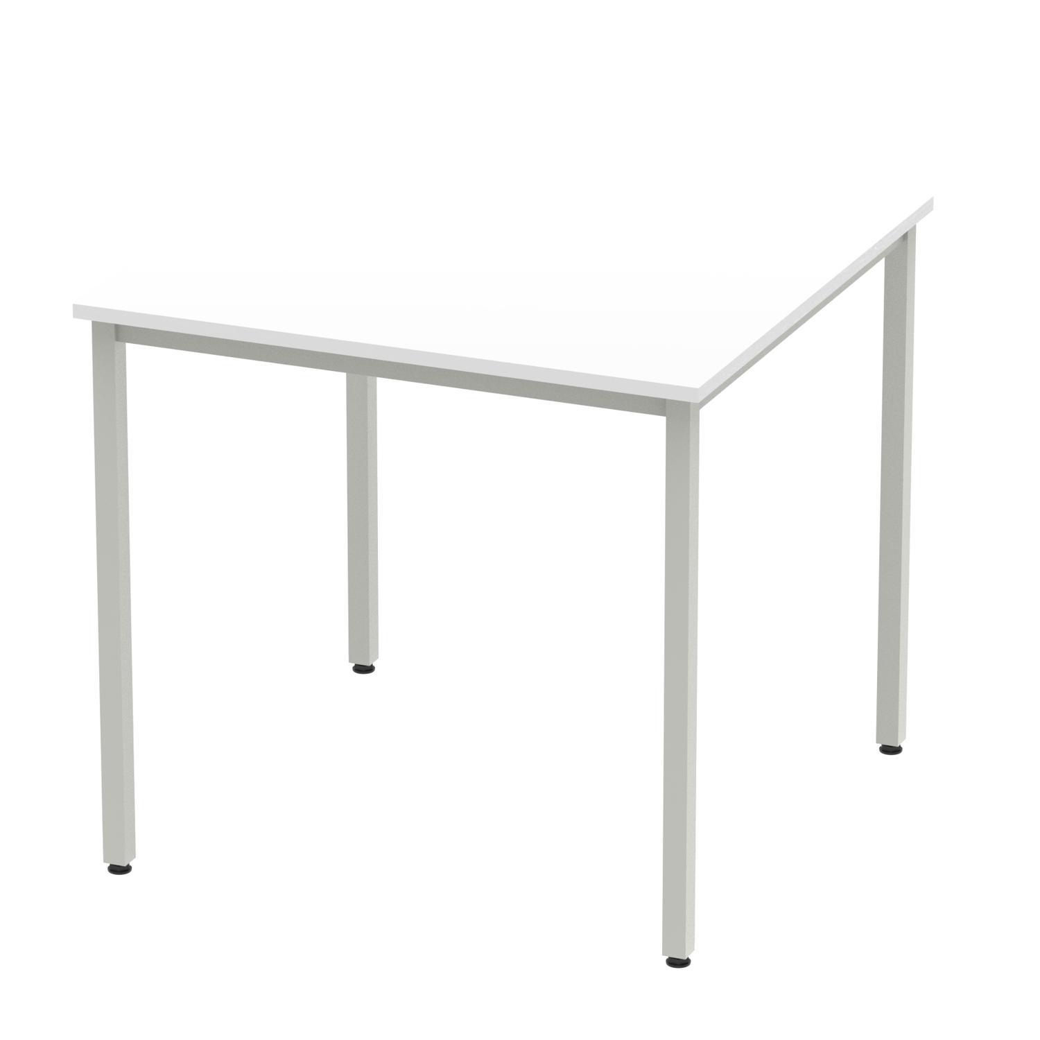 Impulse 800mm Straight Table White Top Silver Box Frame Leg