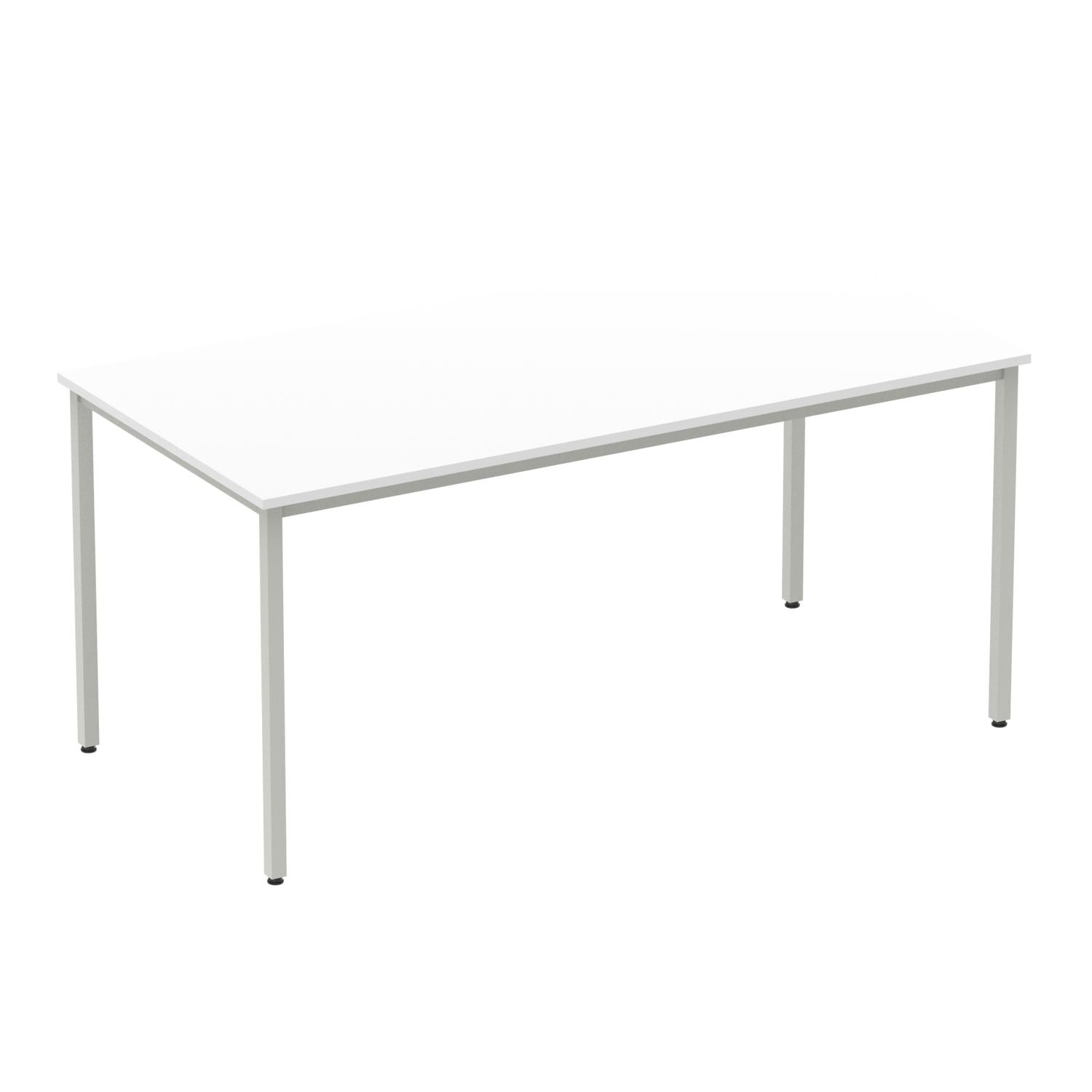 Impulse 1600mm Straight Table White Top Silver Box Frame Leg