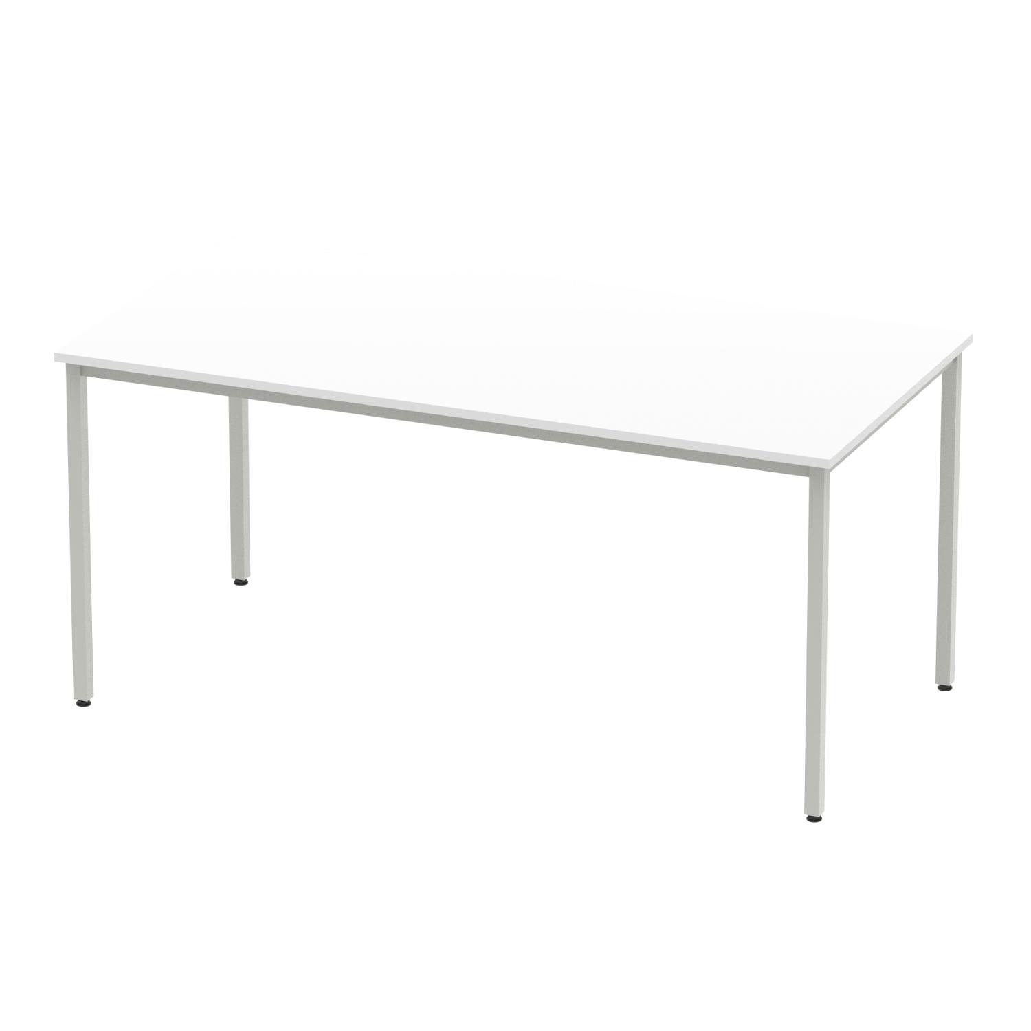 Impulse 1600mm Straight Table White Top Silver Box Frame Leg