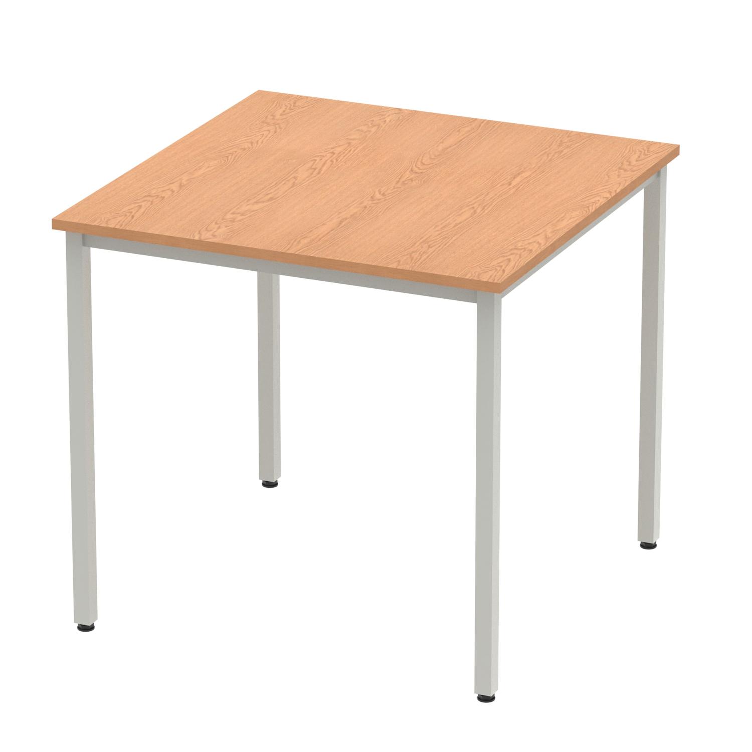Impulse 800mm Straight Table Oak Top Silver Box Frame Leg
