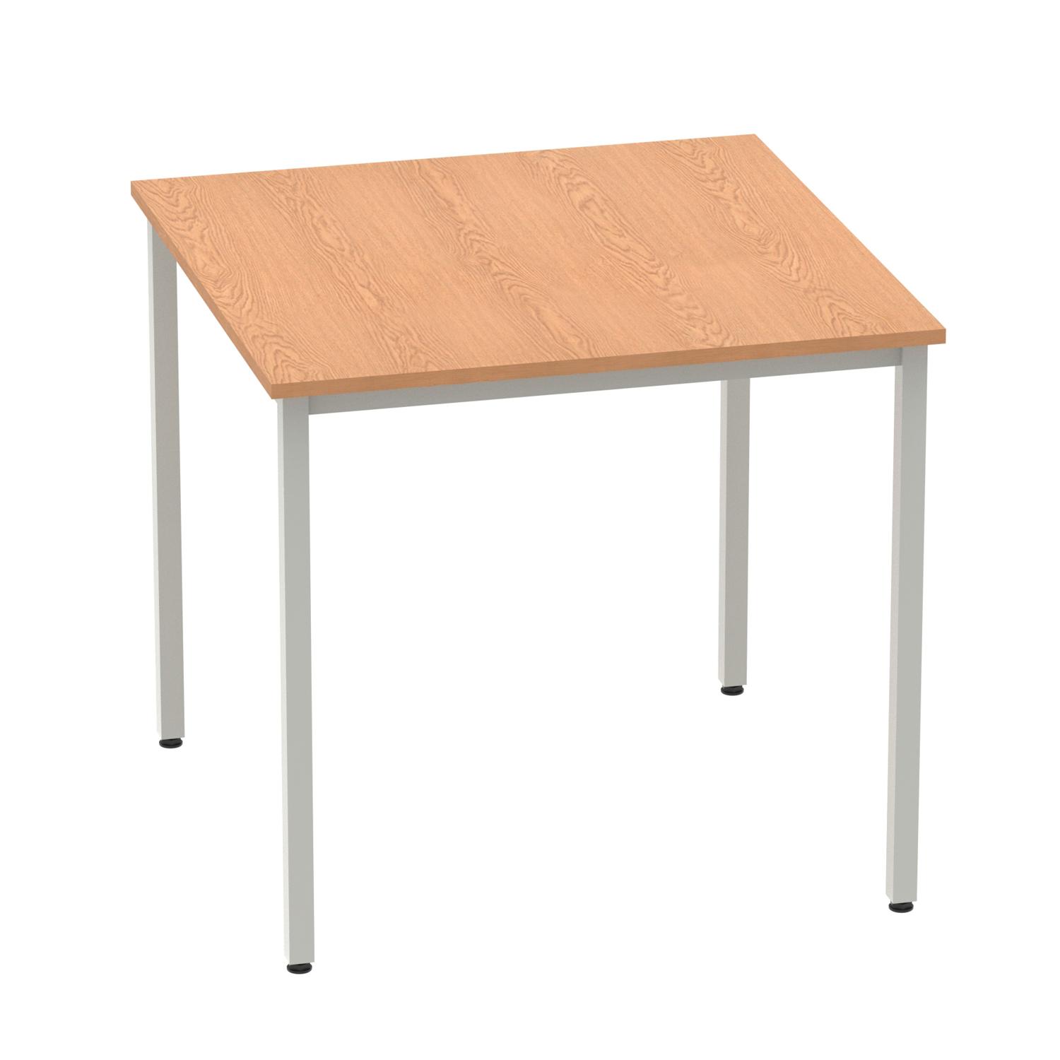 Impulse 800mm Straight Table Oak Top Silver Box Frame Leg
