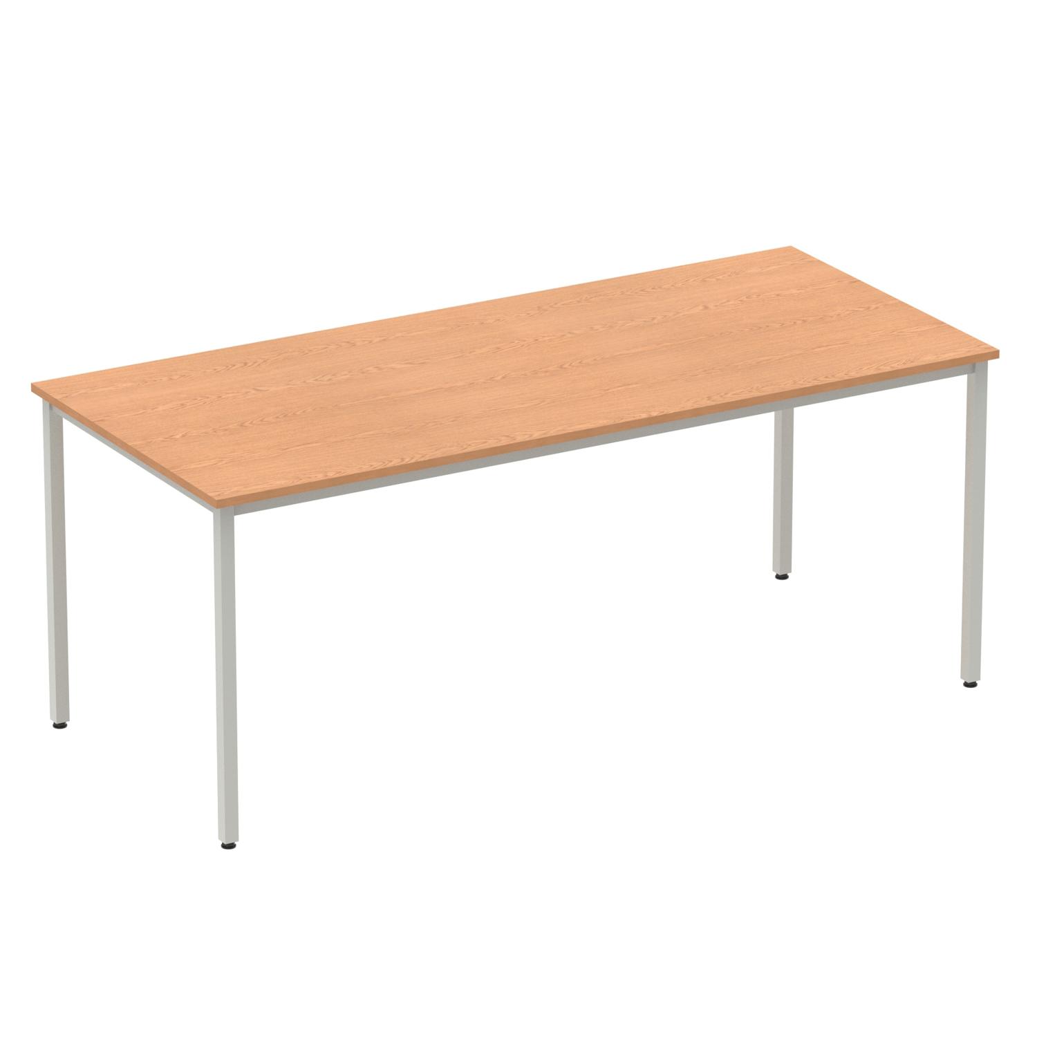 Impulse 1800mm Straight Table Oak Top Silver Box Frame Leg