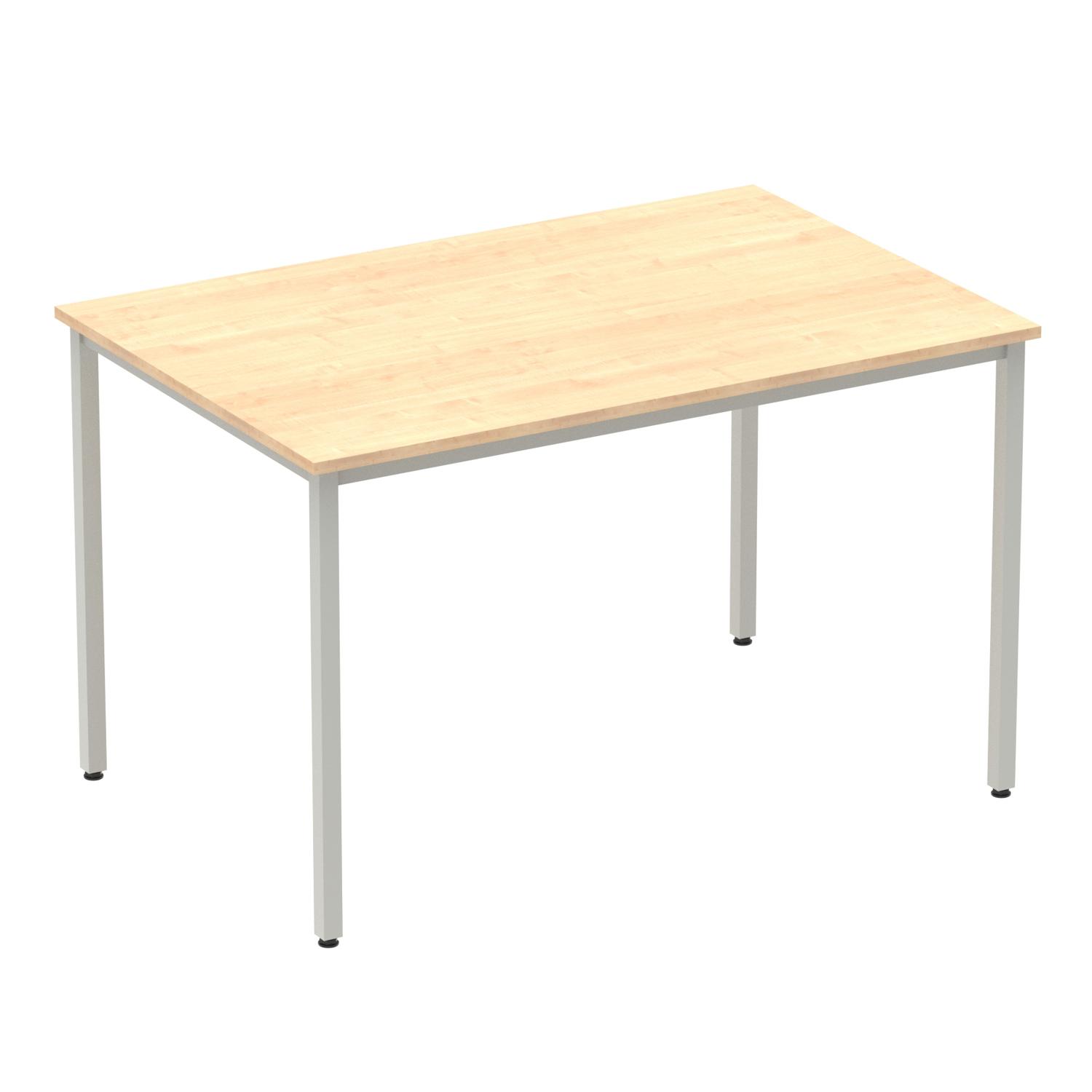 Impulse 1200mm Straight Table Maple Top Silver Box Frame Leg