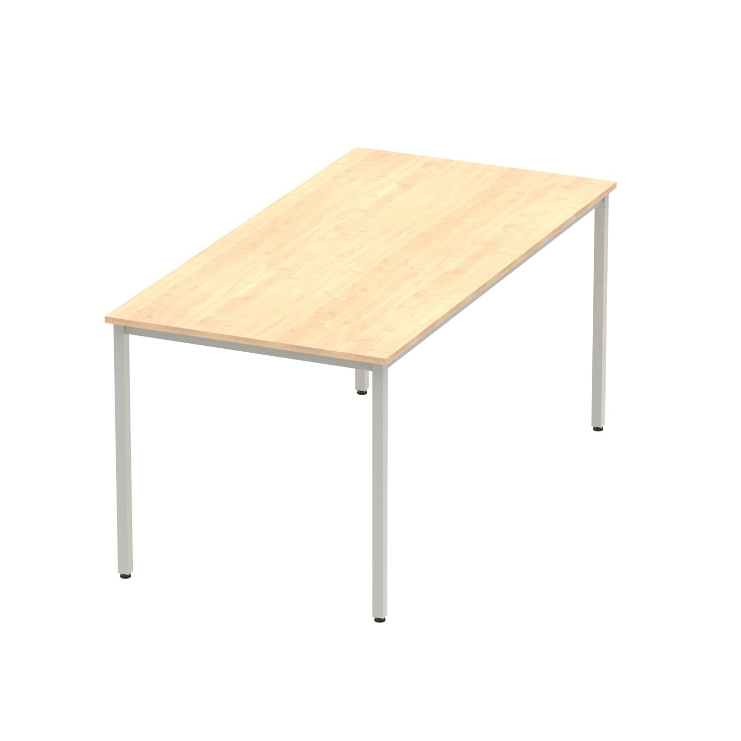 Impulse 1600mm Straight Table Maple Top Silver Box Frame Leg