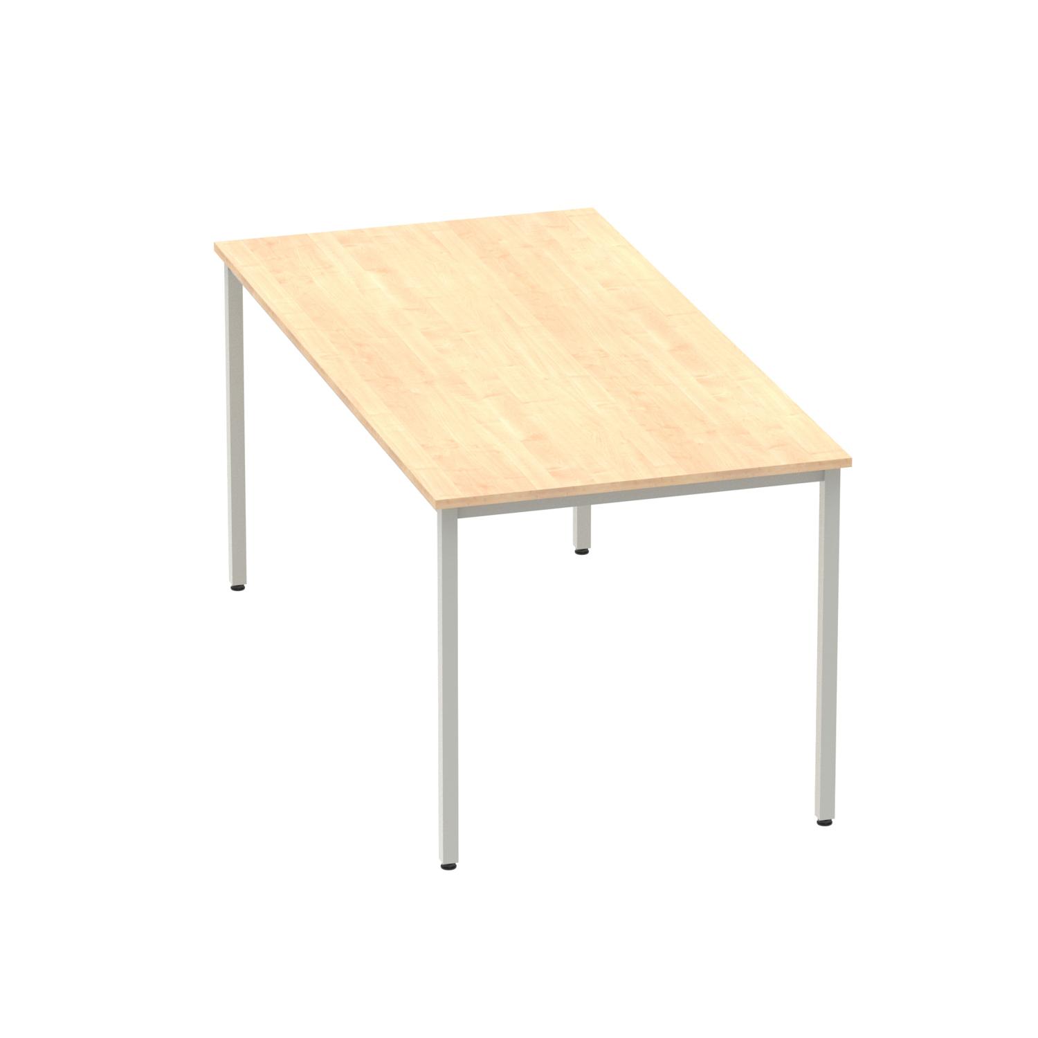 Impulse 1600mm Straight Table Maple Top Silver Box Frame Leg