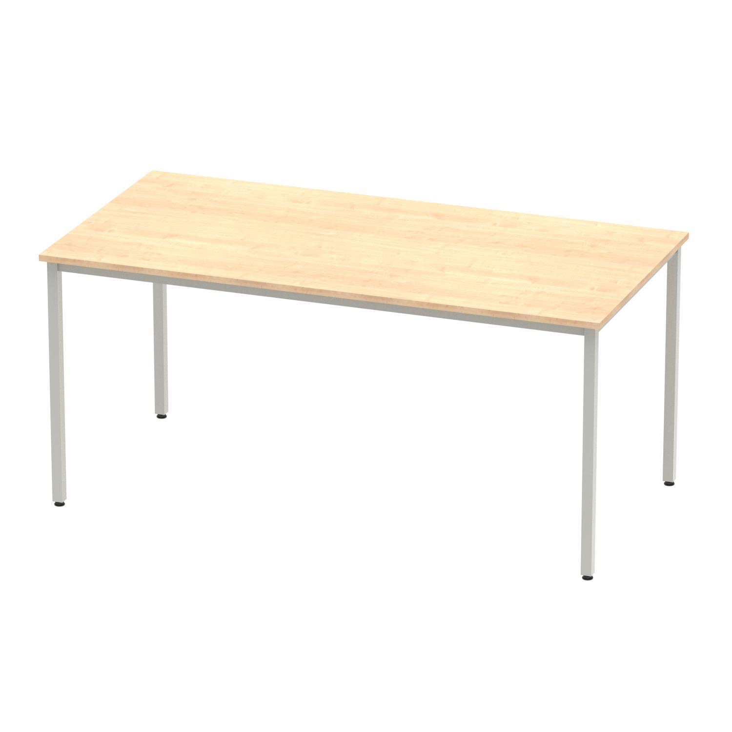 Impulse 1600mm Straight Table Maple Top Silver Box Frame Leg