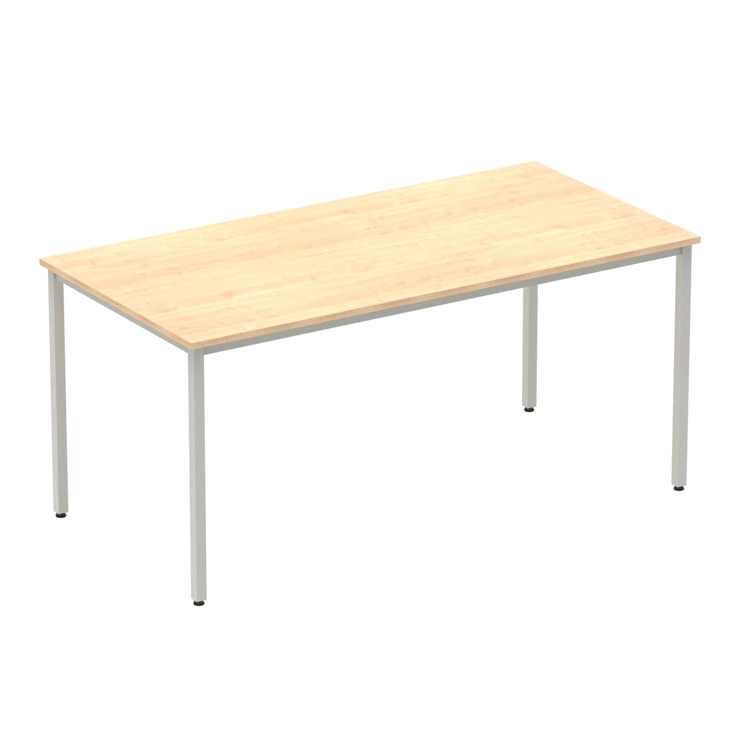 Impulse 1600mm Straight Table Maple Top Silver Box Frame Leg
