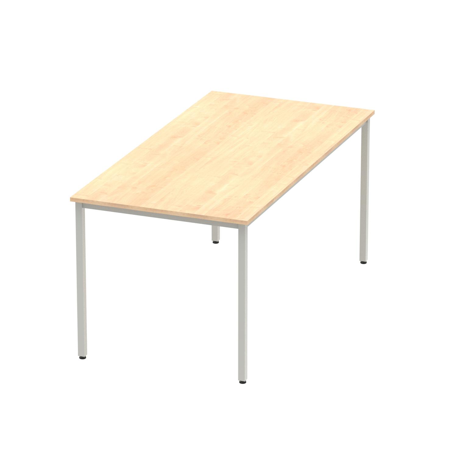 Impulse 1600mm Straight Table Maple Top Silver Box Frame Leg