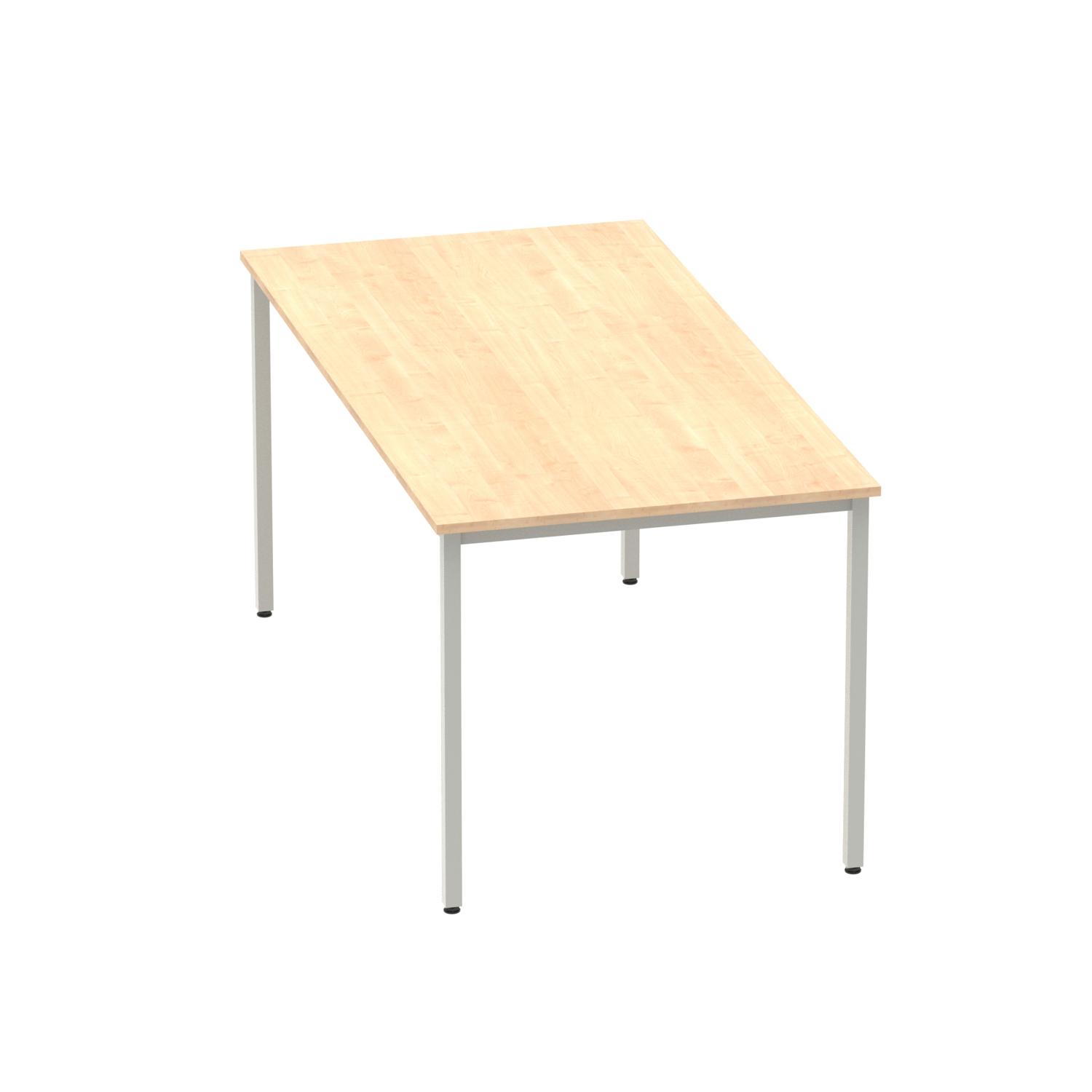 Impulse 1600mm Straight Table Maple Top Silver Box Frame Leg