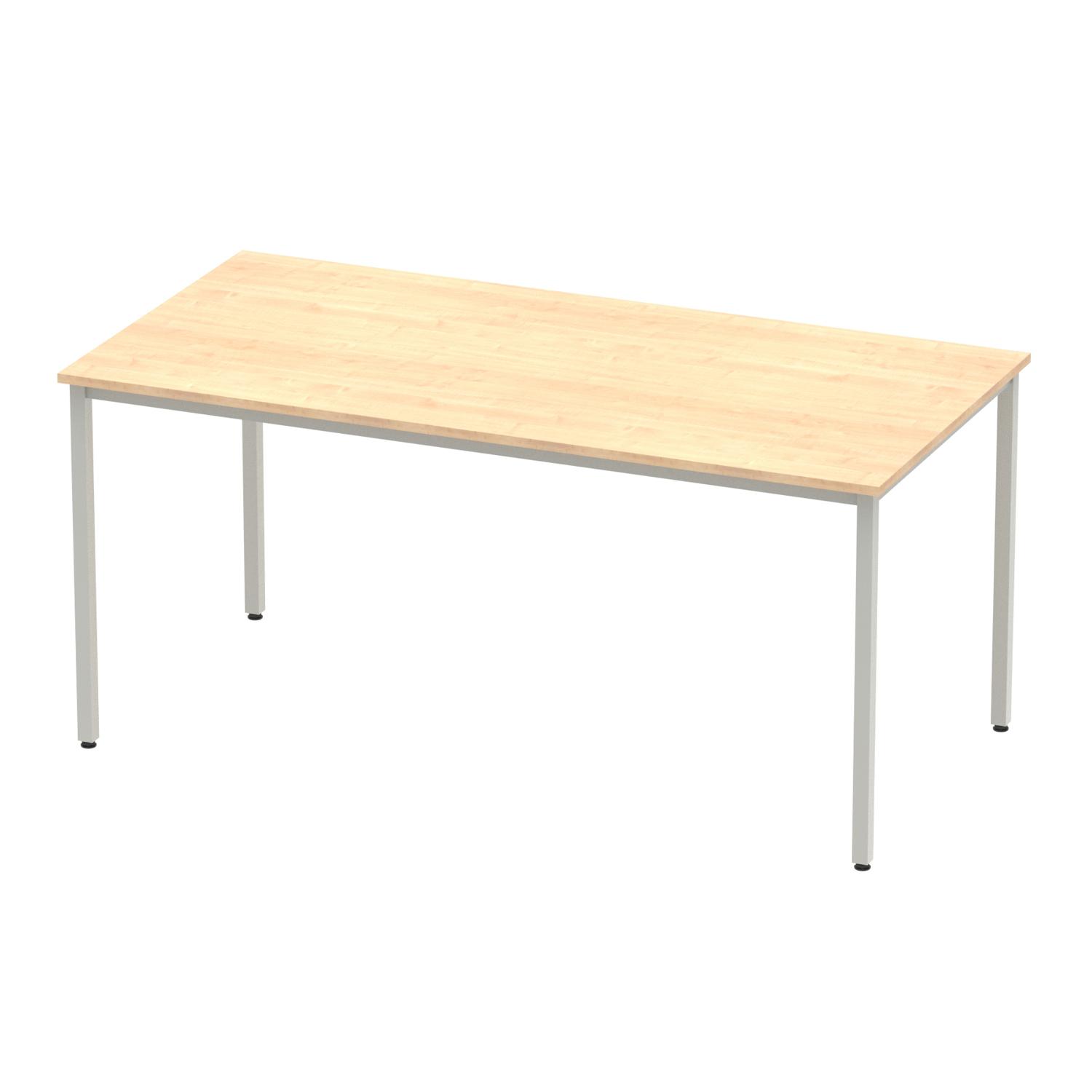 Impulse 1600mm Straight Table Maple Top Silver Box Frame Leg
