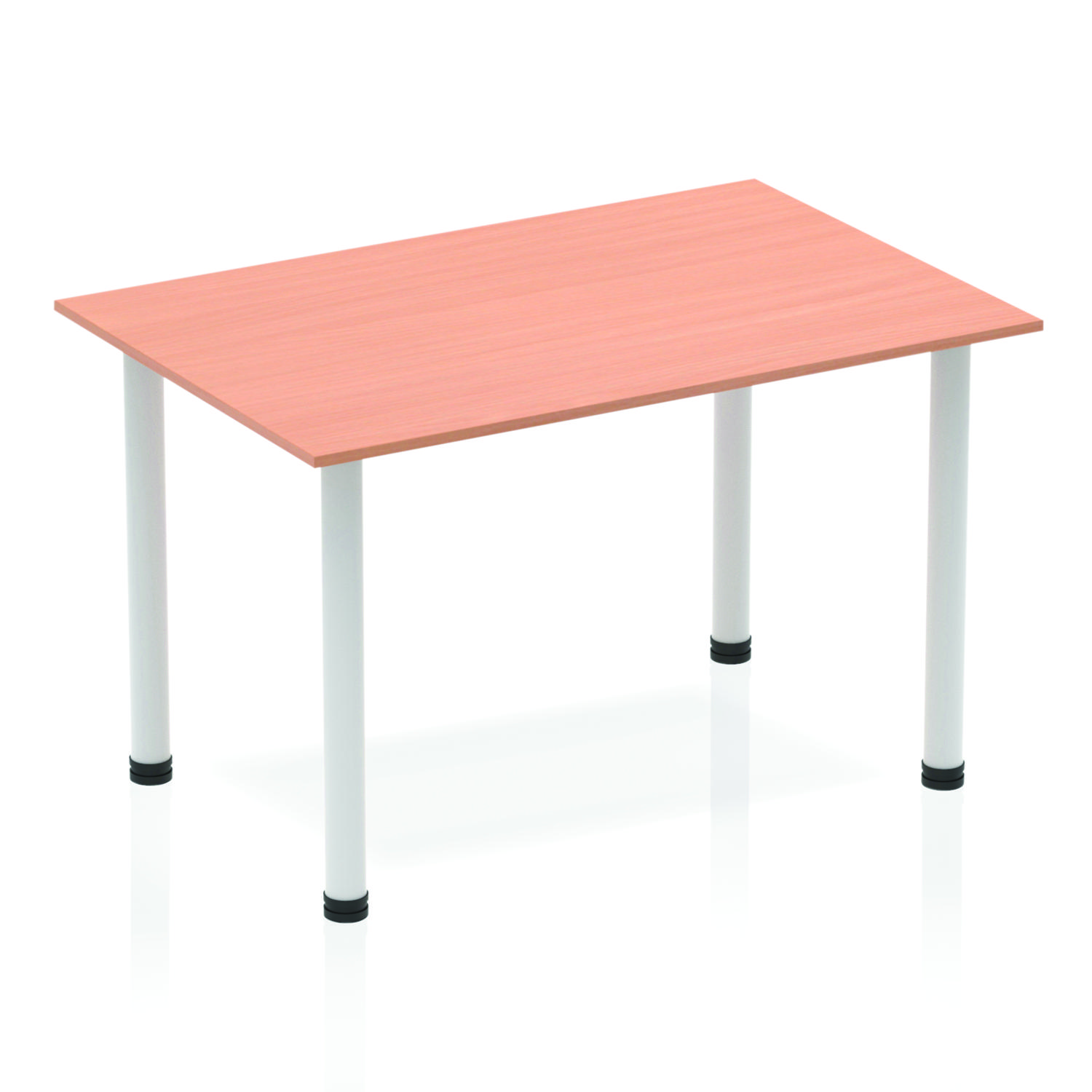 Impulse 1200mm Straight Table Beech Top Silver Post Leg