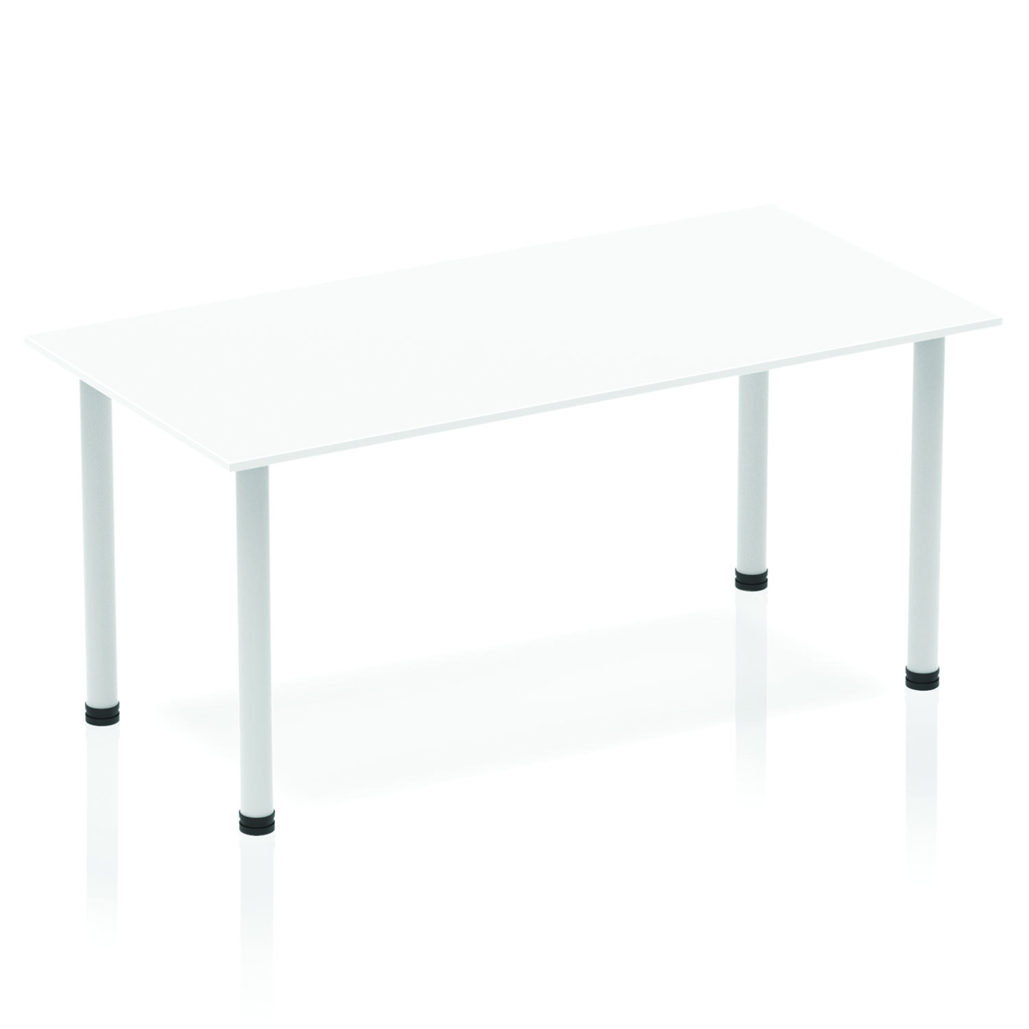 Impulse 1400mm Straight Table White Top Silver Post Leg