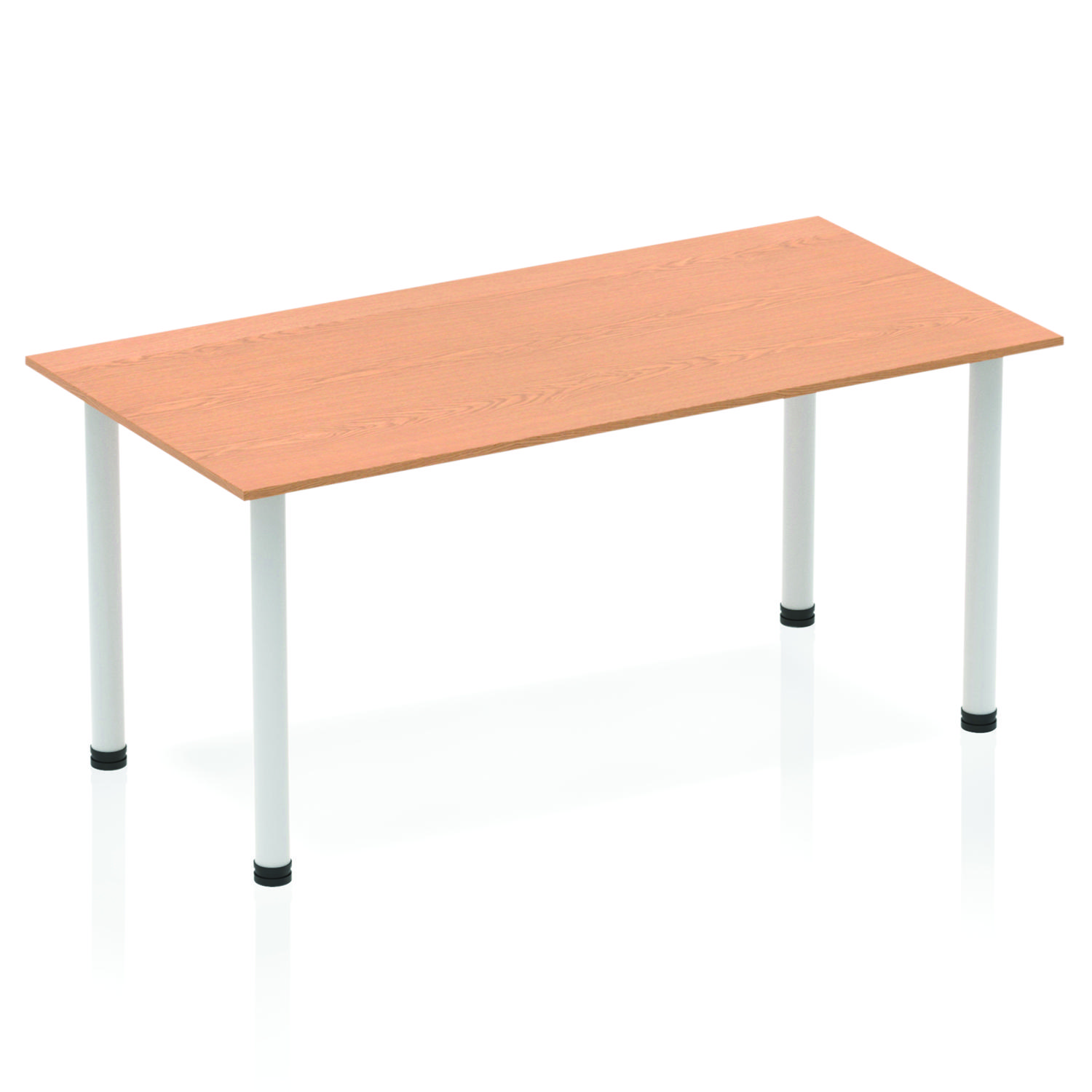 Impulse 1600mm Straight Table Oak Top Silver Post Leg Impulse 1600mm Straight Table Oak Top Silver Post Leg
