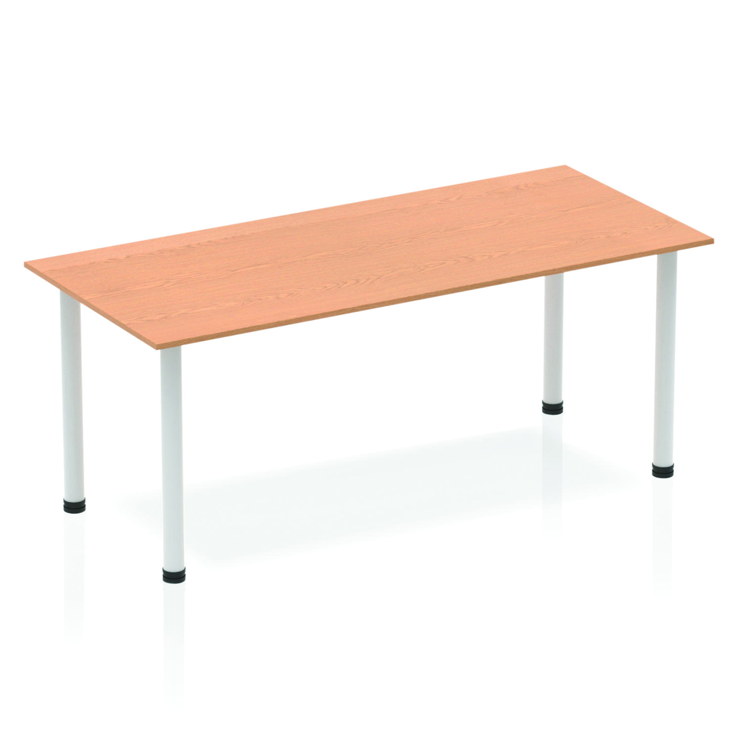 Impulse 1800mm Straight Table Oak Top Silver Post Leg