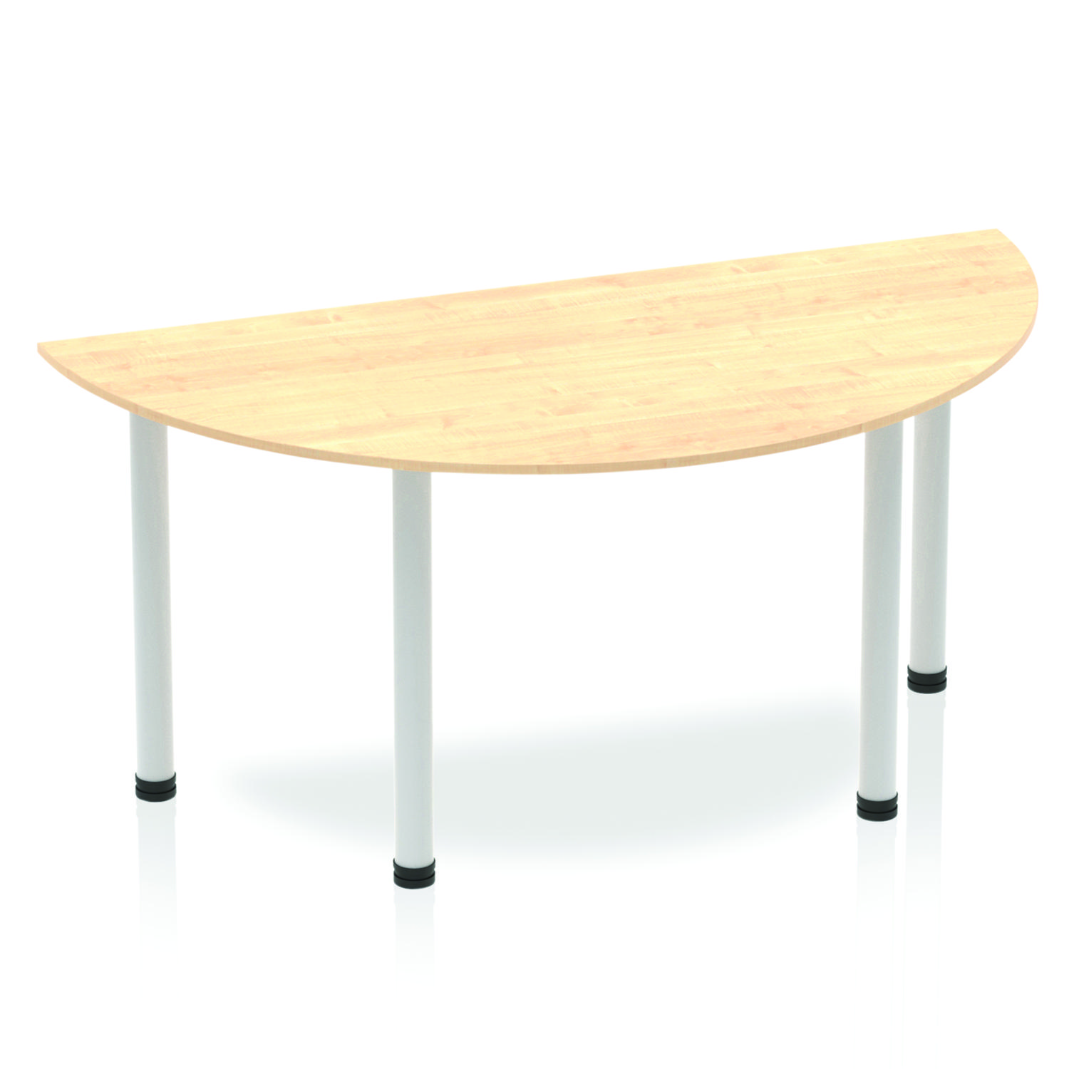 Impulse 1600mm Semi-Circle Table Maple Top Silver Post Leg