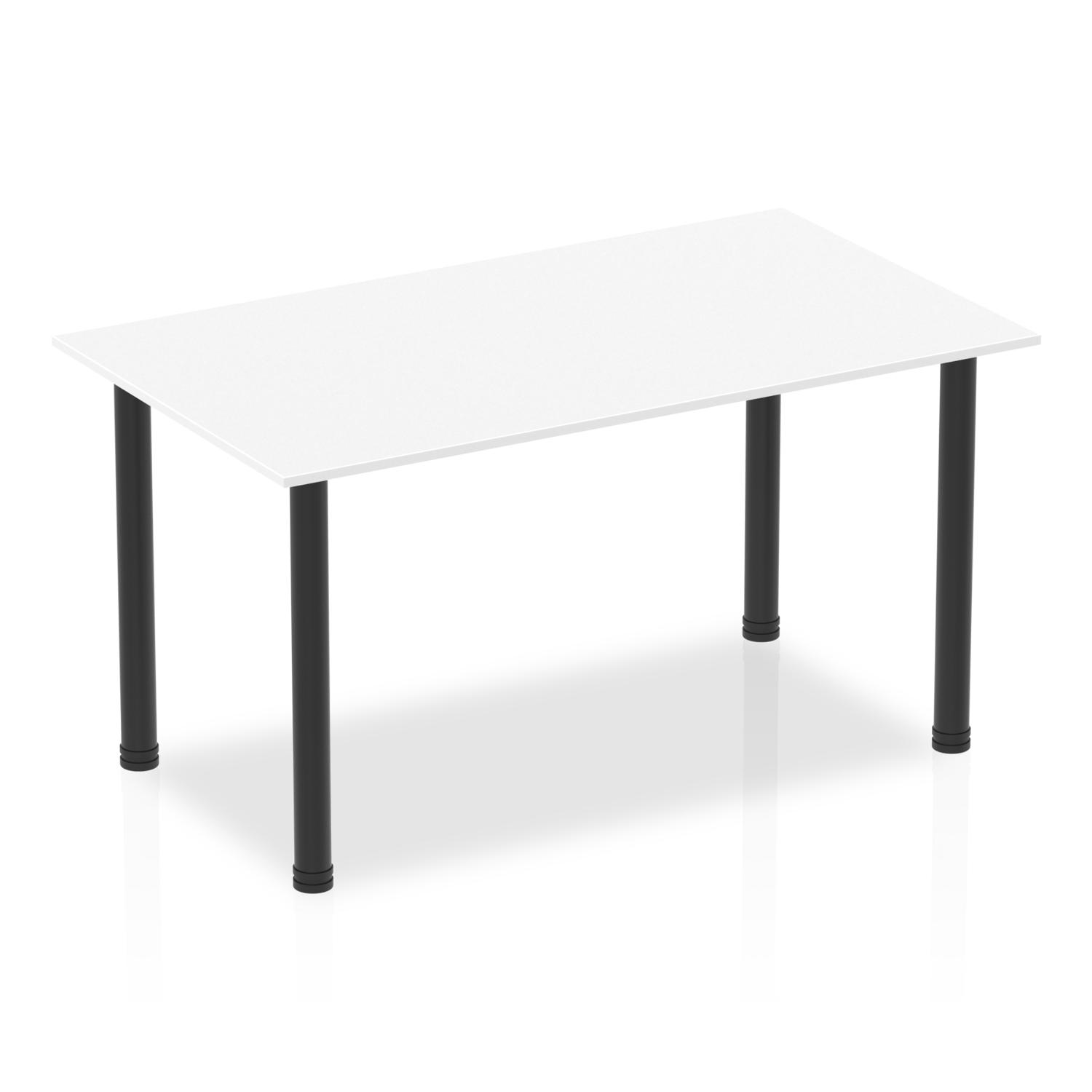 Impulse 1400mm Straight Table White Top Black Post Leg Impulse 1400mm Straight Table White Top Black Post Leg