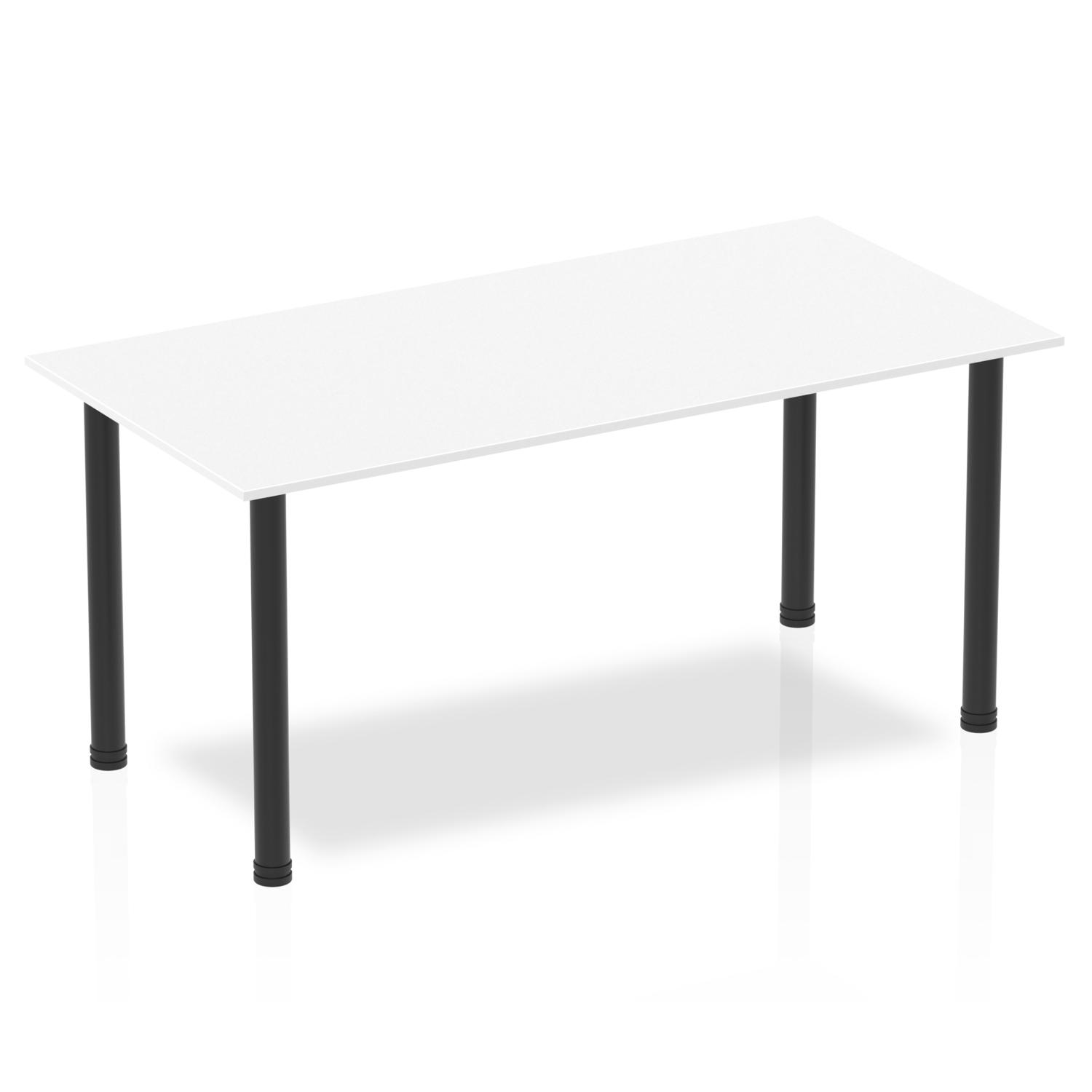Impulse 1600mm Straight Table White Top Black Post Leg Impulse 1600mm Straight Table White Top Black Post Leg