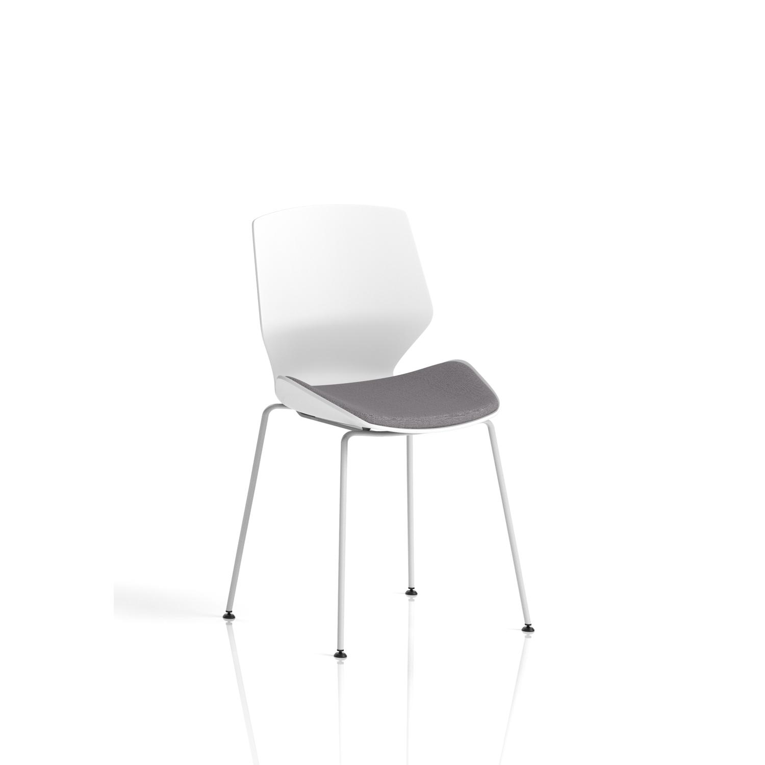 Florence White Frame Fabric Seat Visitor Chair (Grey)