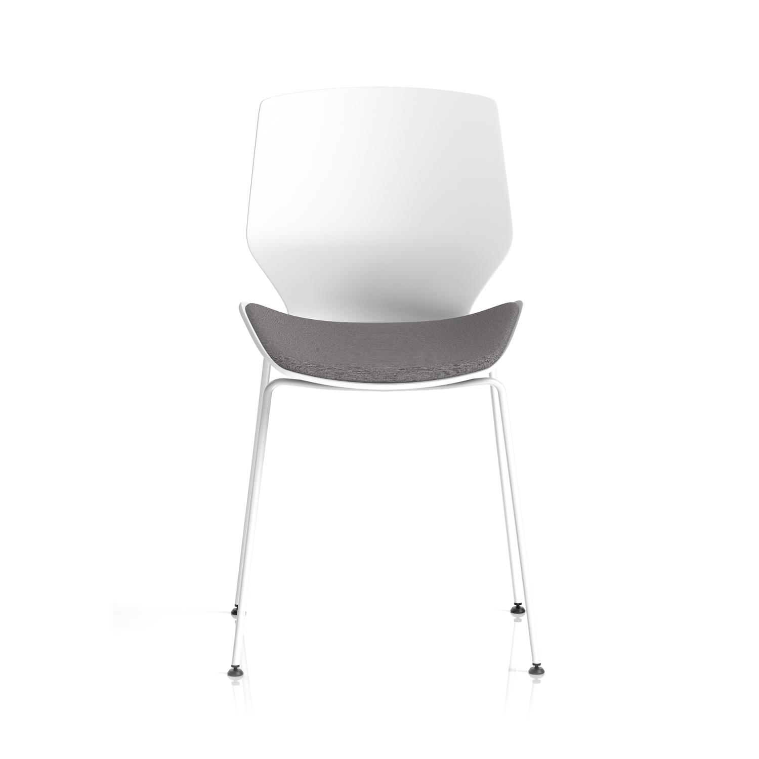 Florence White Frame Visitor Chair Grey Fabric