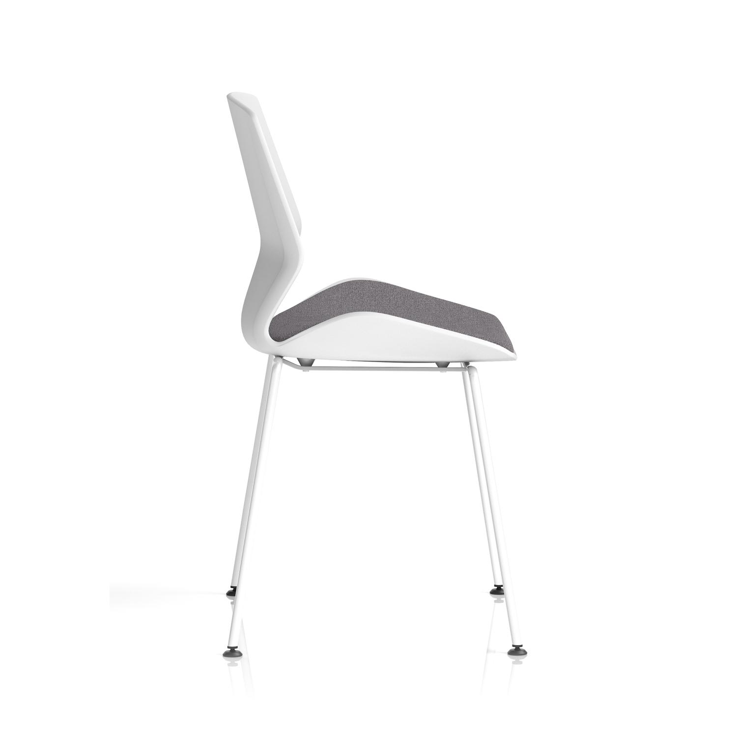Florence White Frame Visitor Chair Grey Fabric