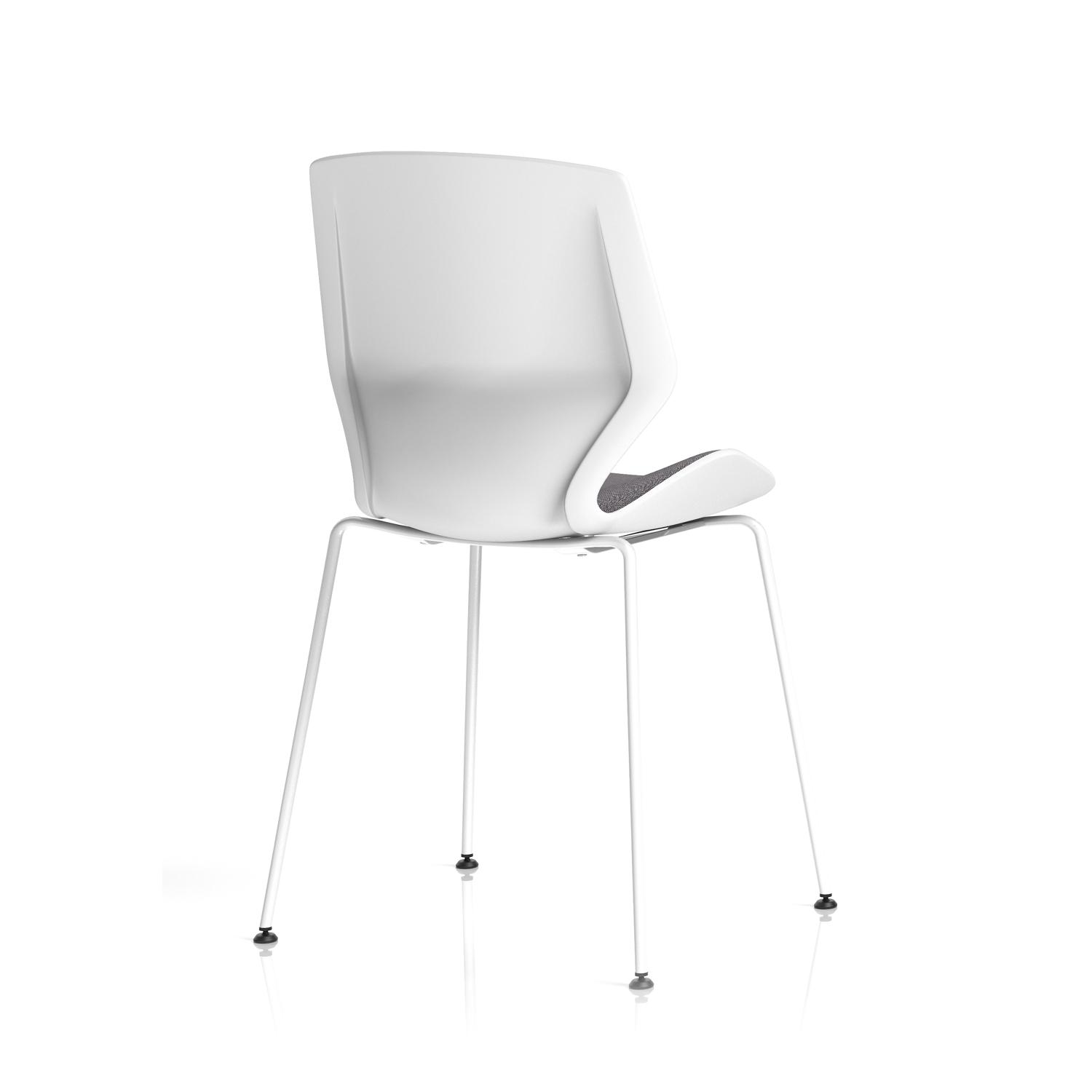 Florence White Frame Visitor Chair Grey Fabric