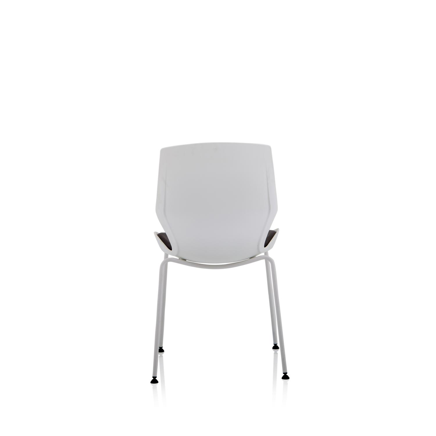 Florence White Frame Visitor Chair Grey Fabric