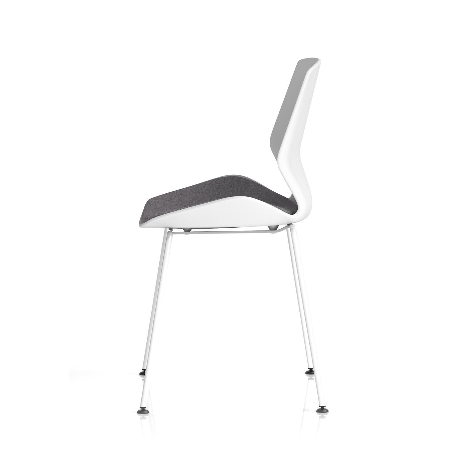 Florence White Frame Visitor Chair Grey Fabric