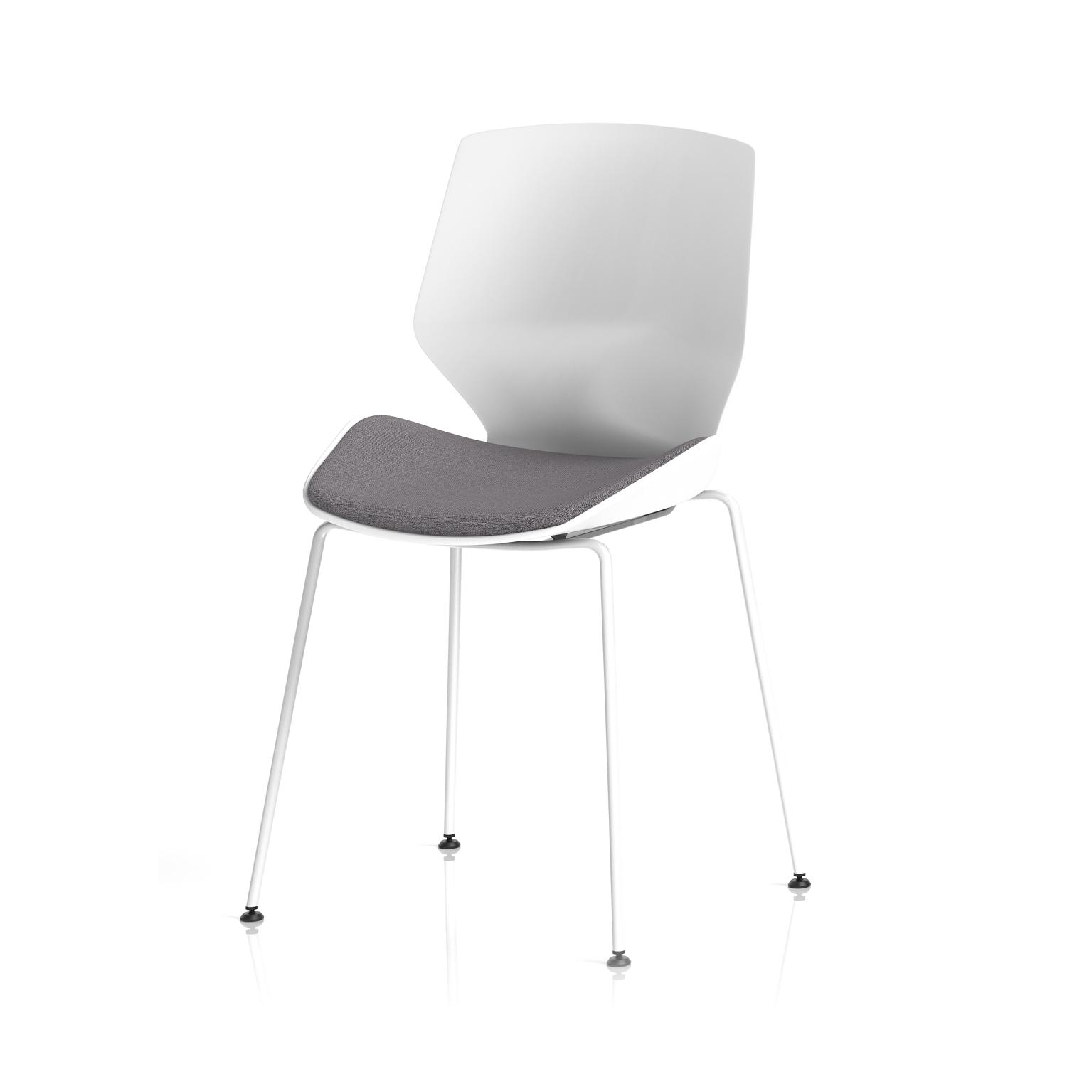 Florence White Frame Visitor Chair Grey Fabric