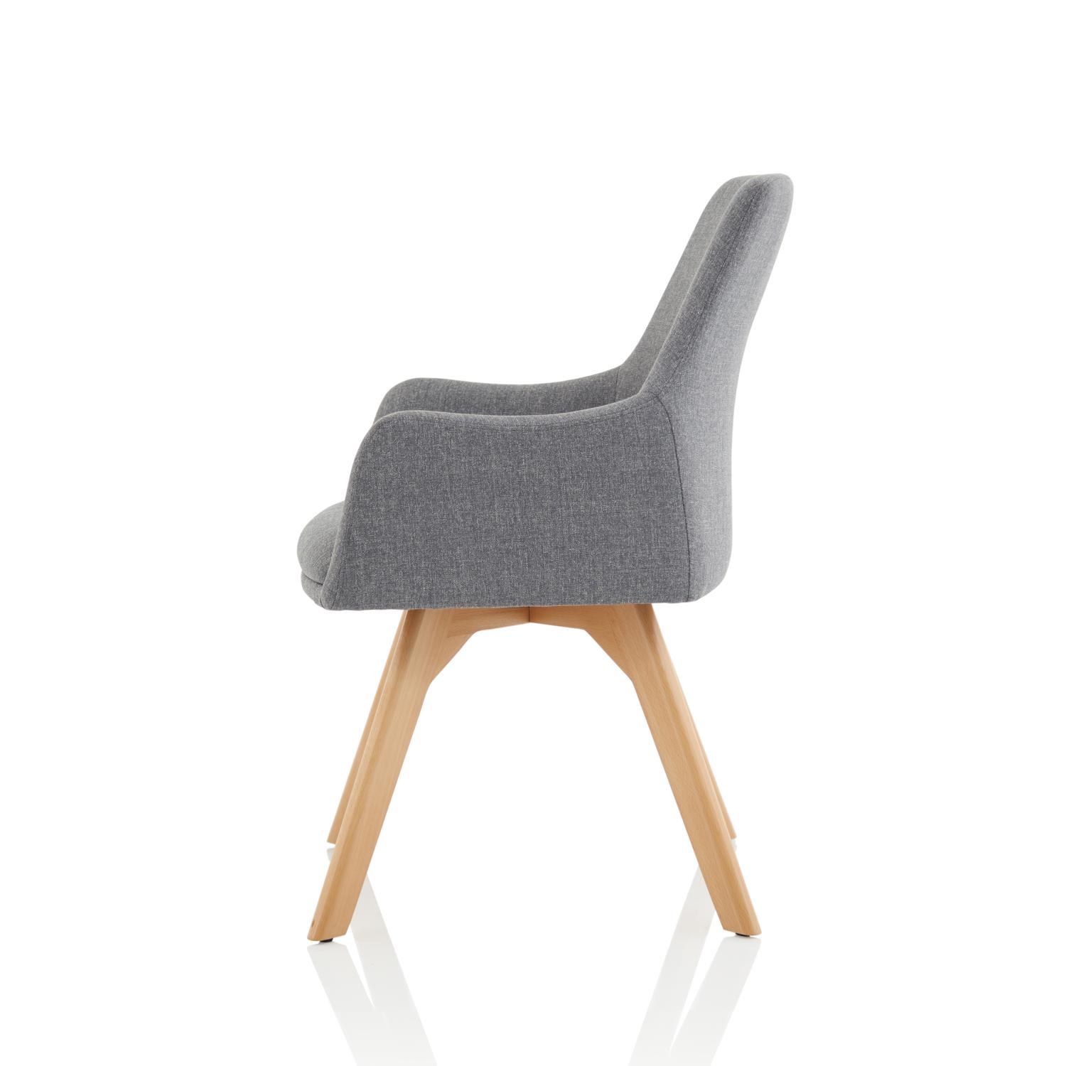 Carmen Wooden Leg Visitor Chair Grey Fabric