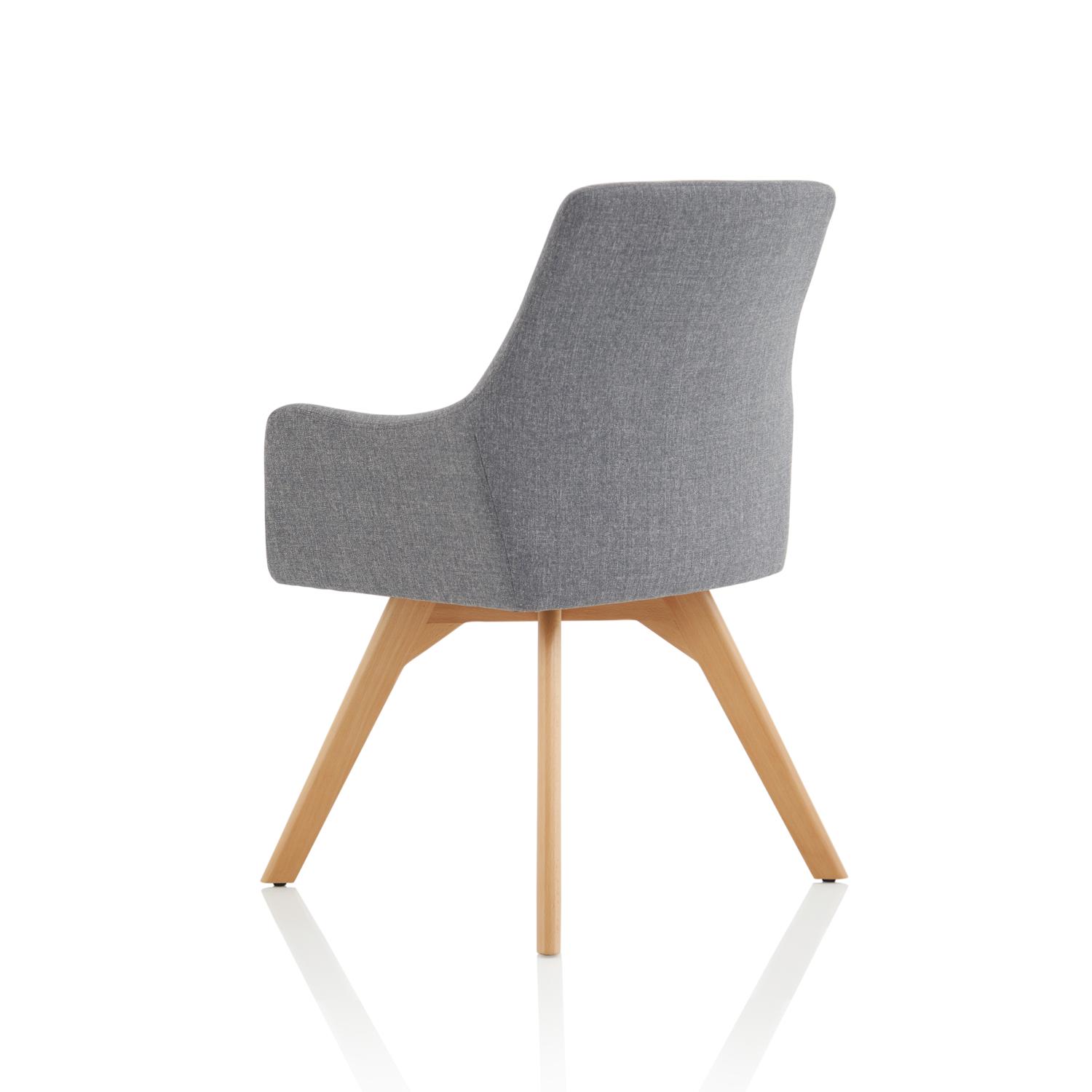 Carmen Wooden Leg Visitor Chair Grey Fabric