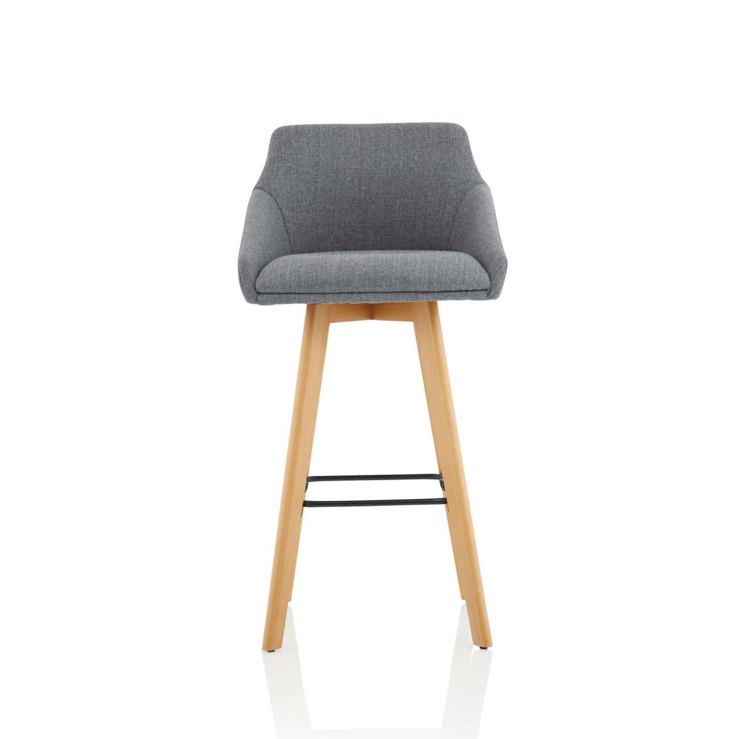 Carmen Wooden Leg High Stool Grey Fabric