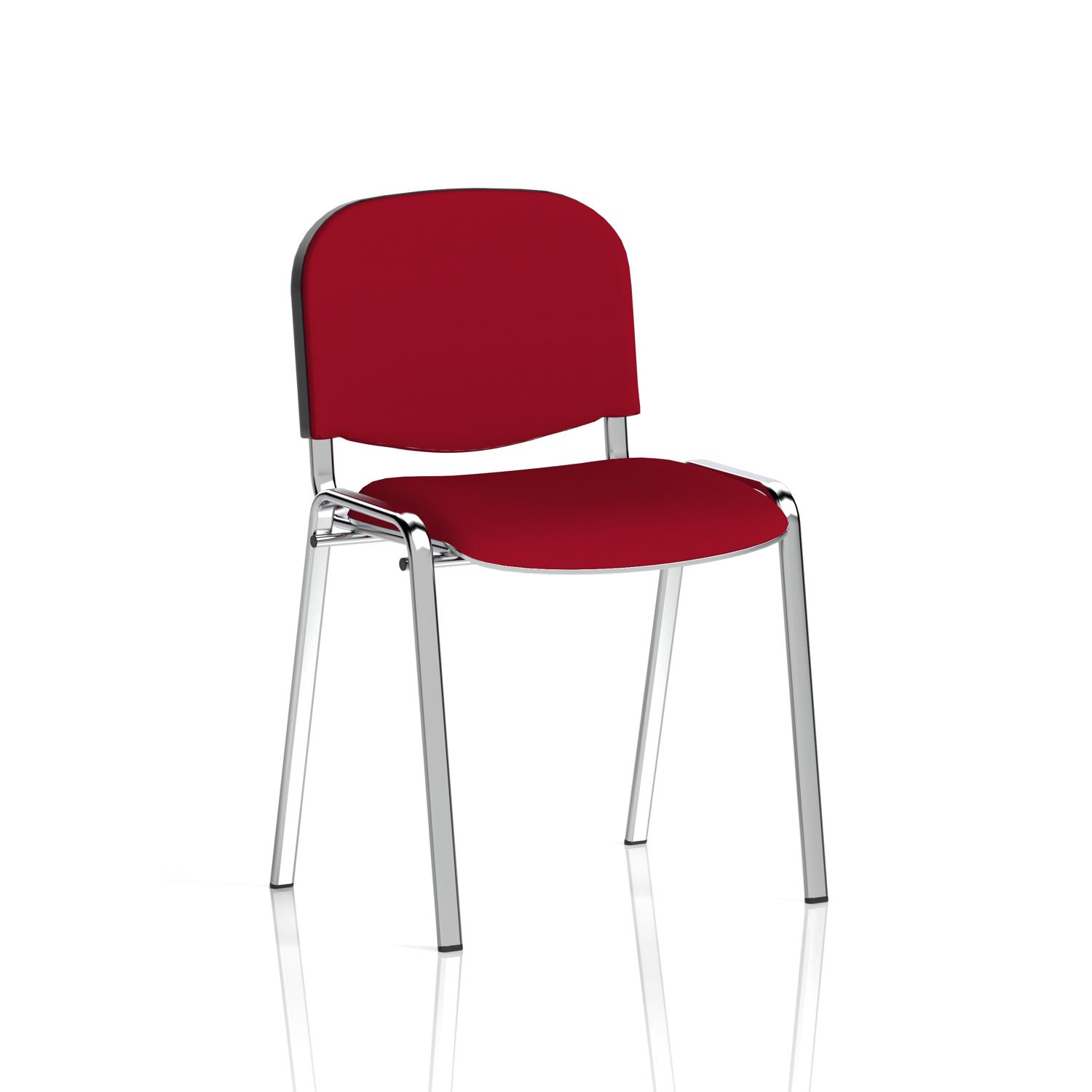 ISO Stacking Chair Wine Fabric Chrome Frame (MOQ of 4 - Priced Individually)