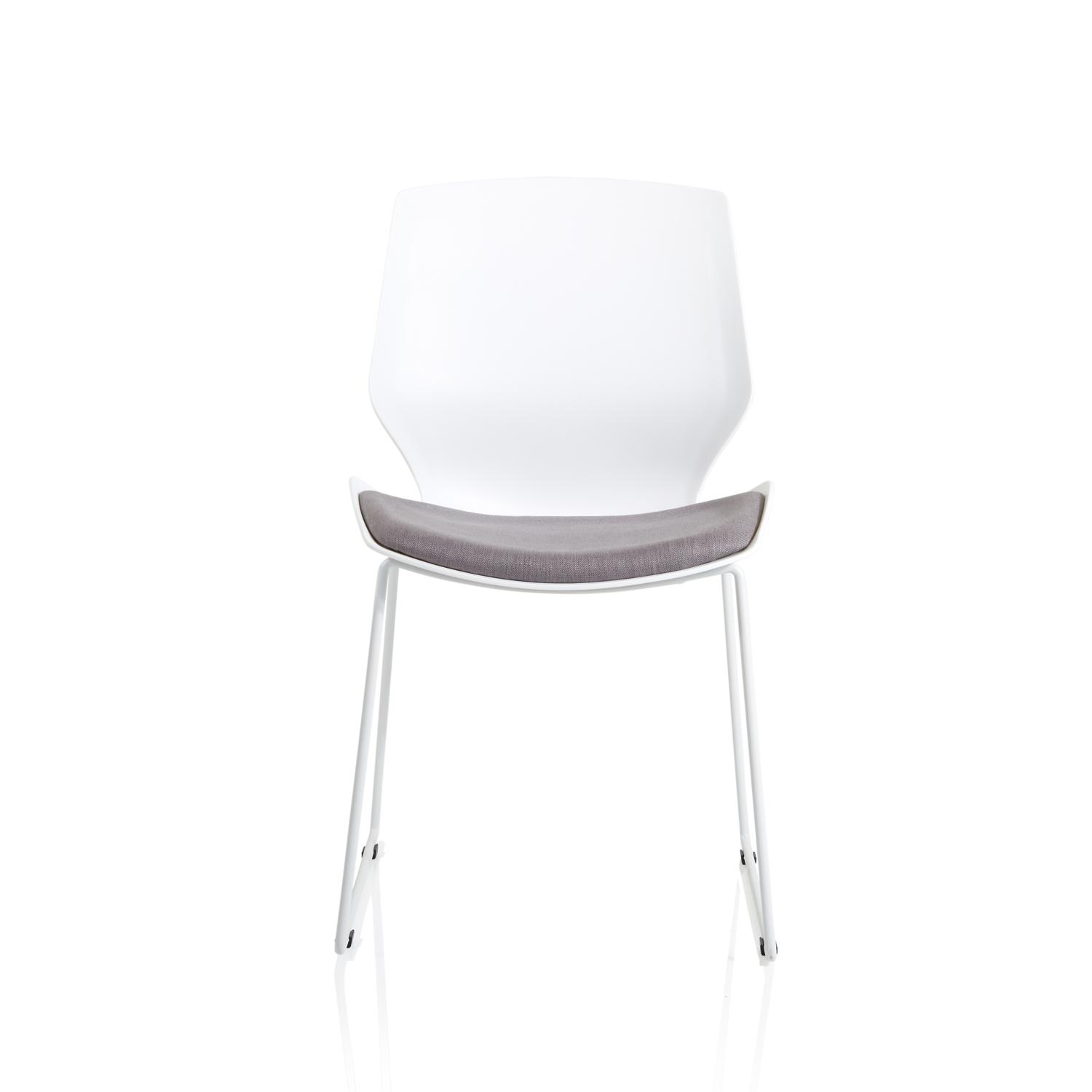 Florence Sled White Frame Visitor Chair Grey