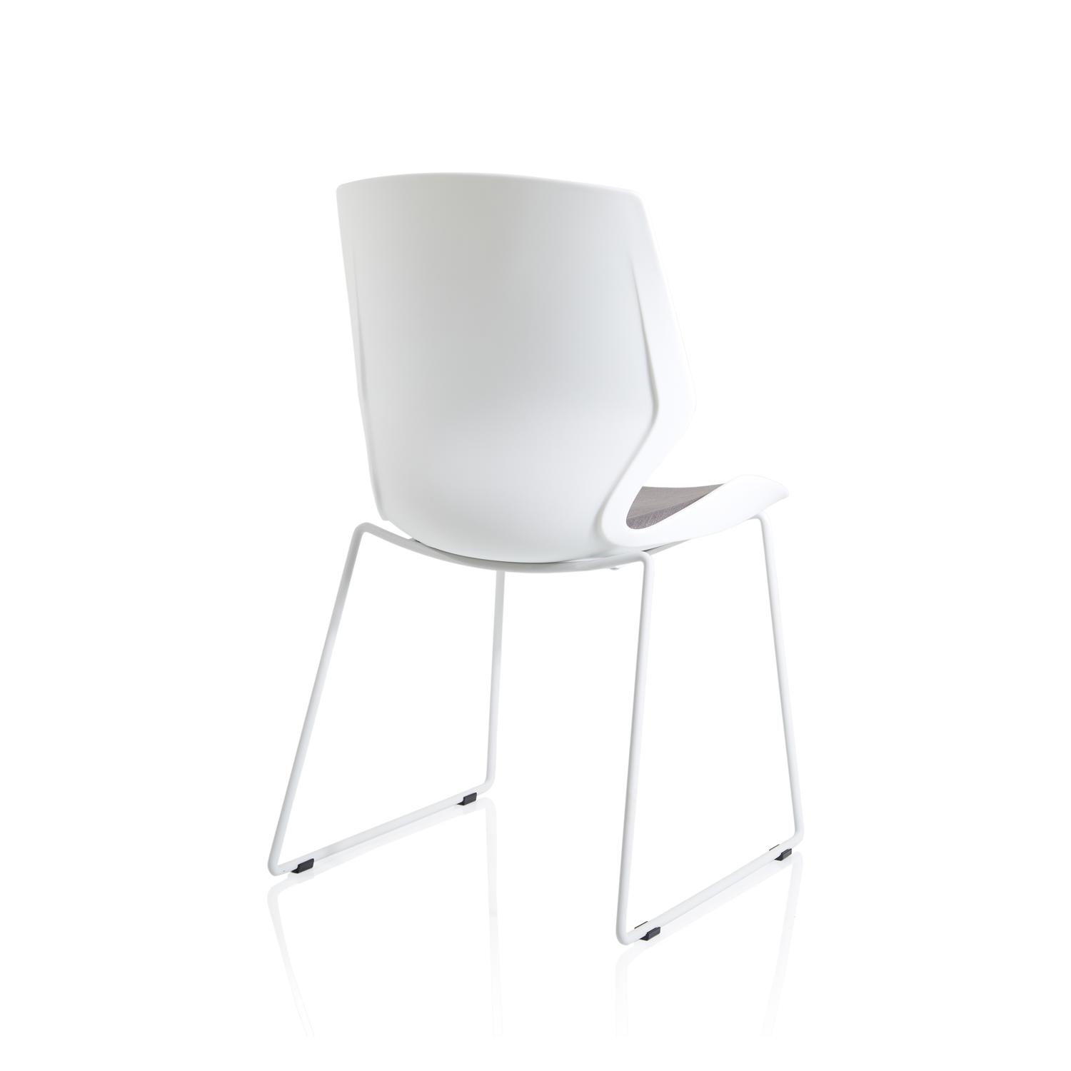 Florence Sled White Frame Visitor Chair Grey