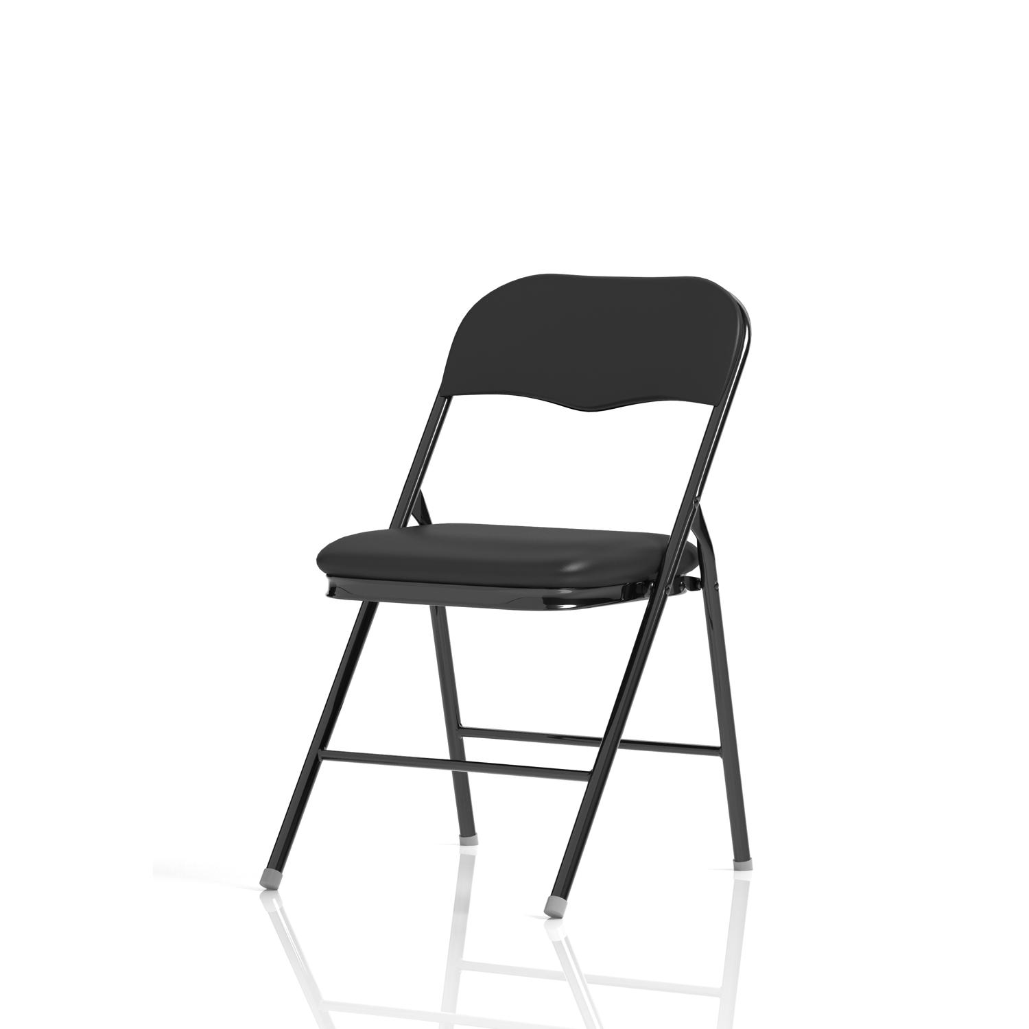 Sicily Black PU Black Frame Folding Chair (MOQ of 4 - Priced Individually)