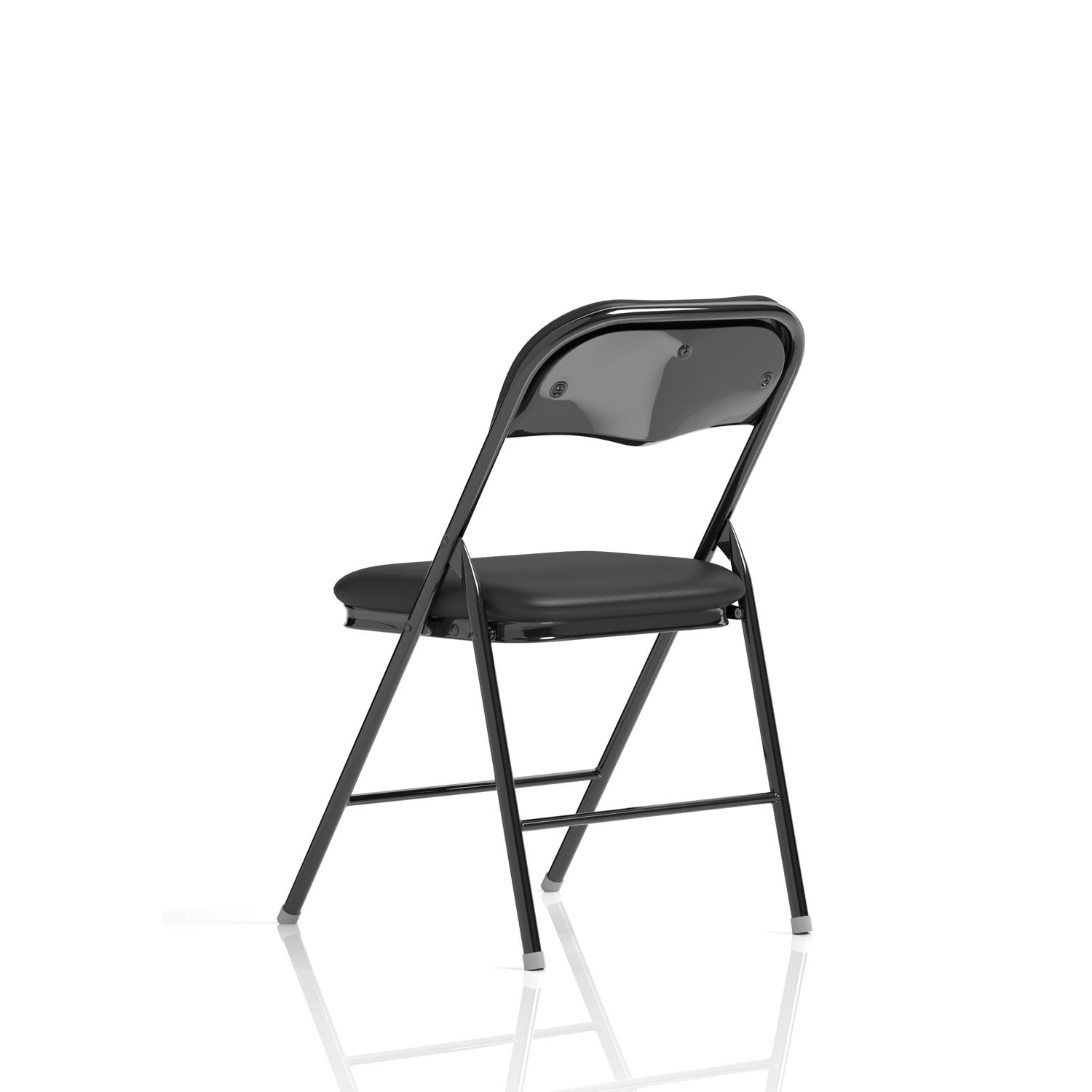 Sicily Black PU Black Frame Folding Chair (MOQ of 4 - Priced Individually)