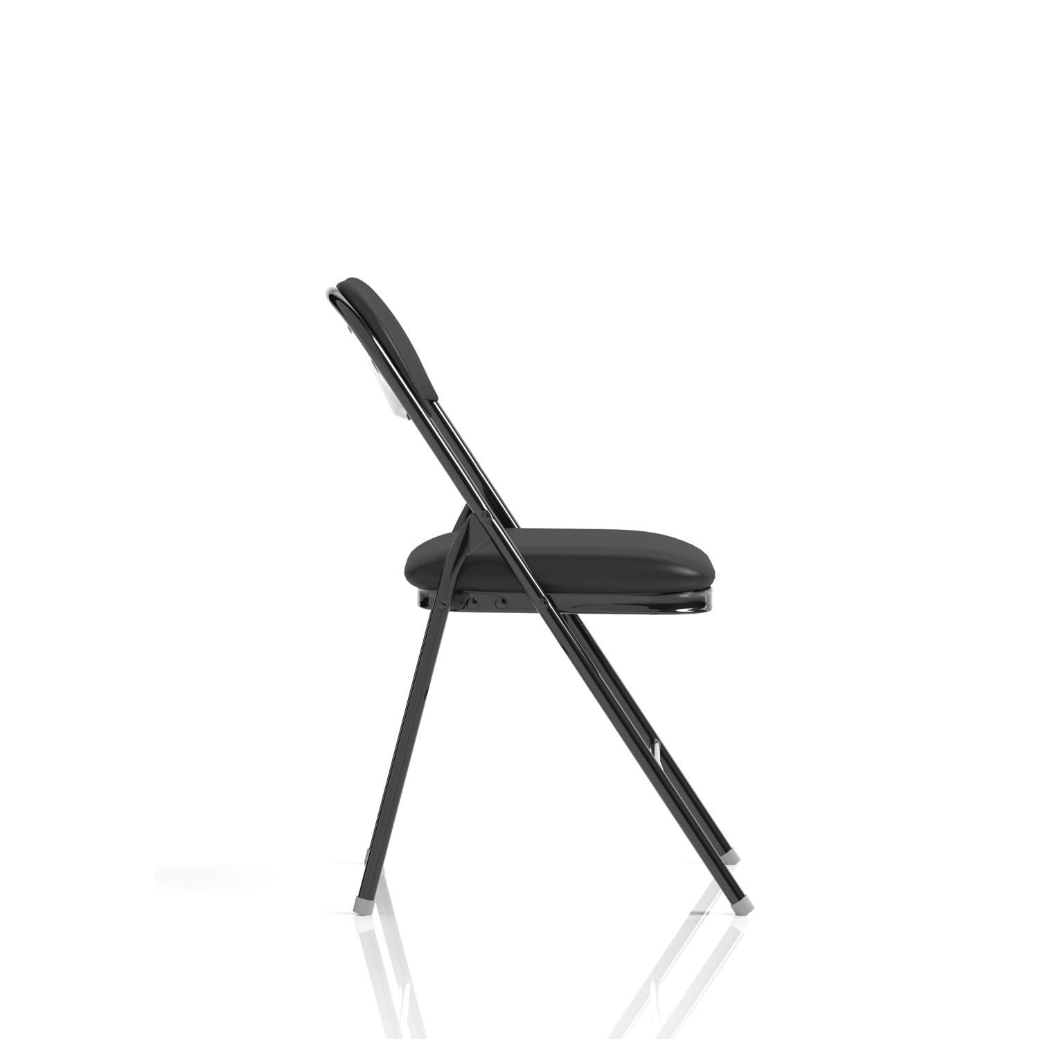 Sicily Black PU Black Frame Folding Chair (MOQ of 4 - Priced Individually)