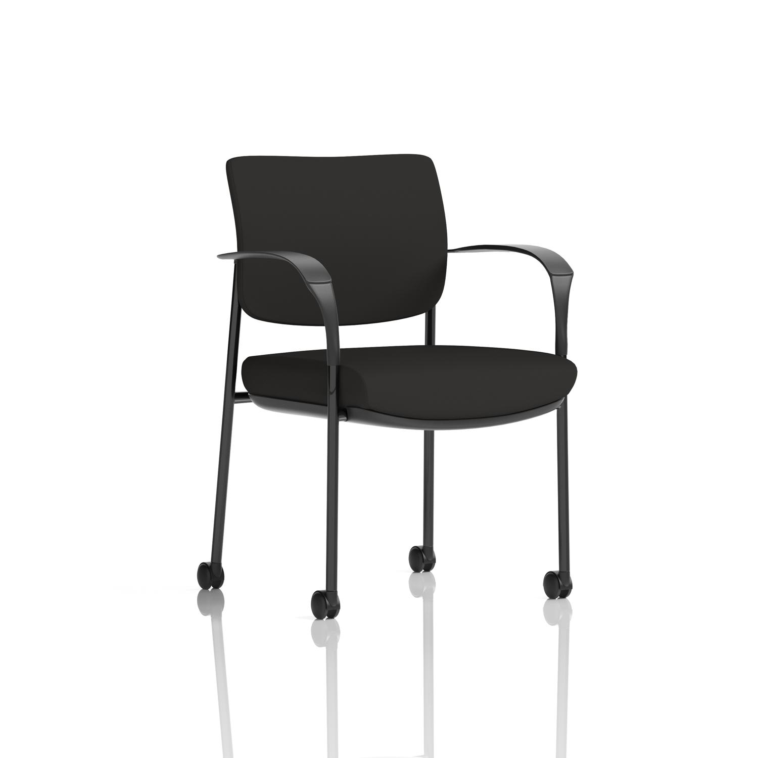 Brunswick Deluxe With Arms Black Frame With Castors Black Fabric Back Black Seat