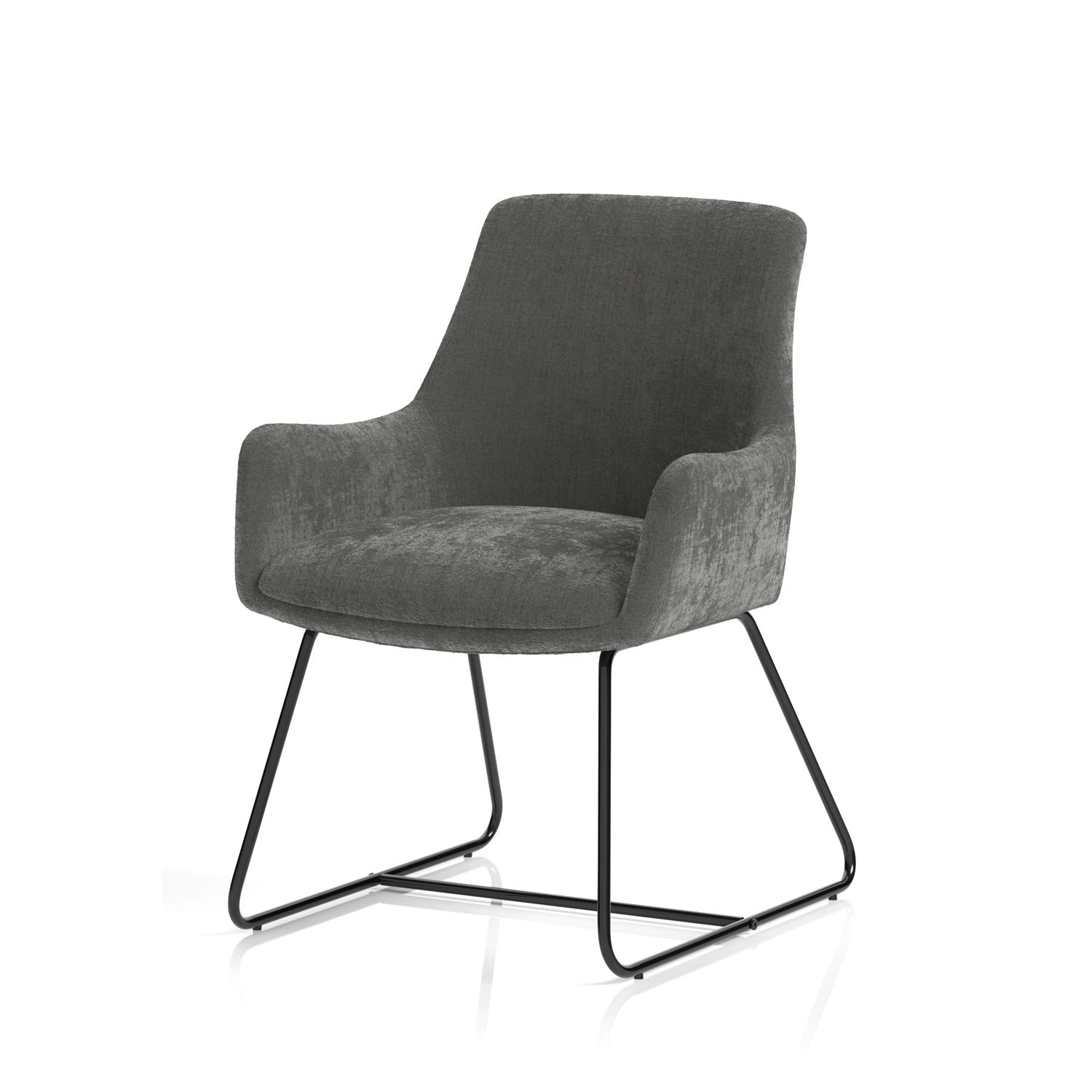 Quote Sled Base Reception Chair Grey Velour