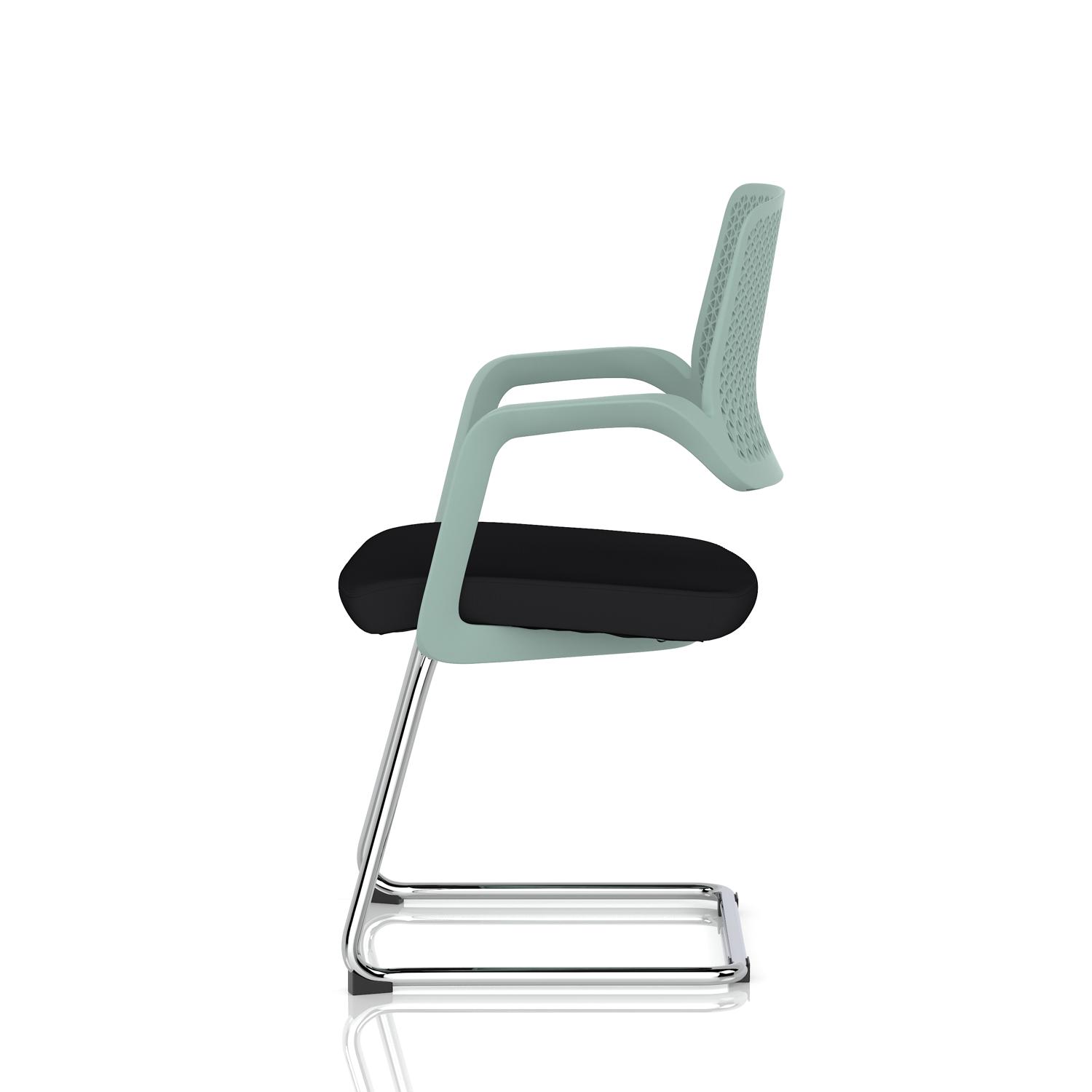 Cosmo Cantilever Chair Green Frame Black Seat