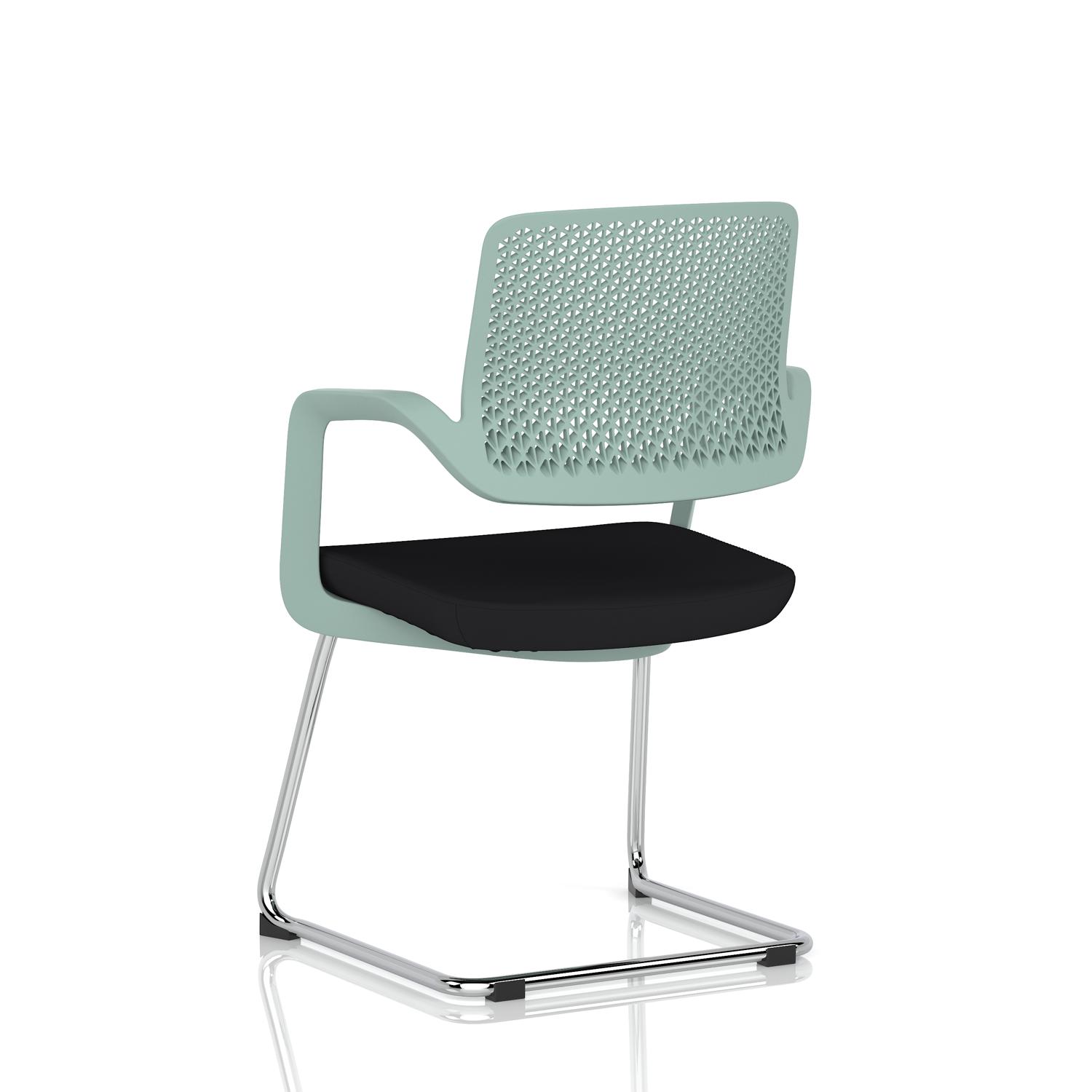 Cosmo Cantilever Chair Green Frame Black Seat
