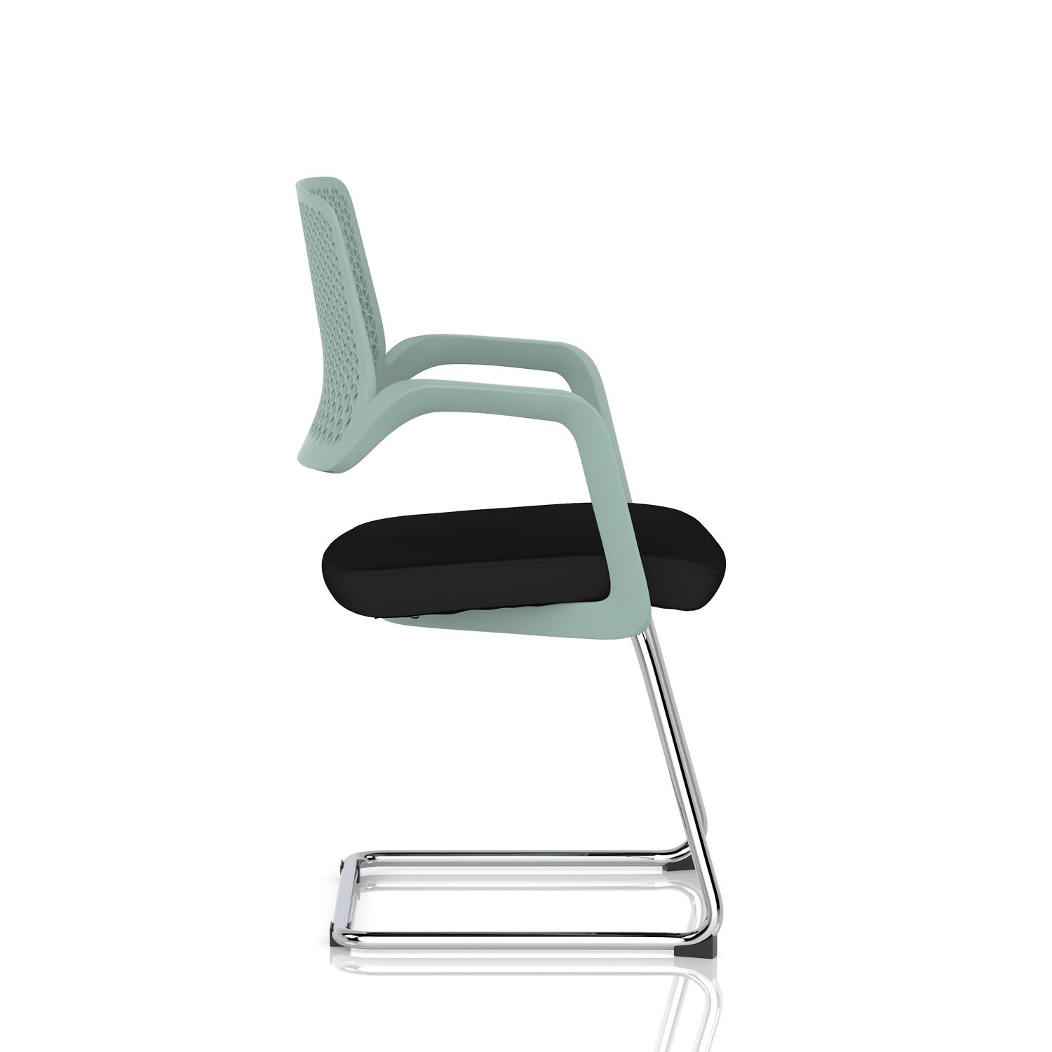Cosmo Cantilever Chair Green Frame Black Seat
