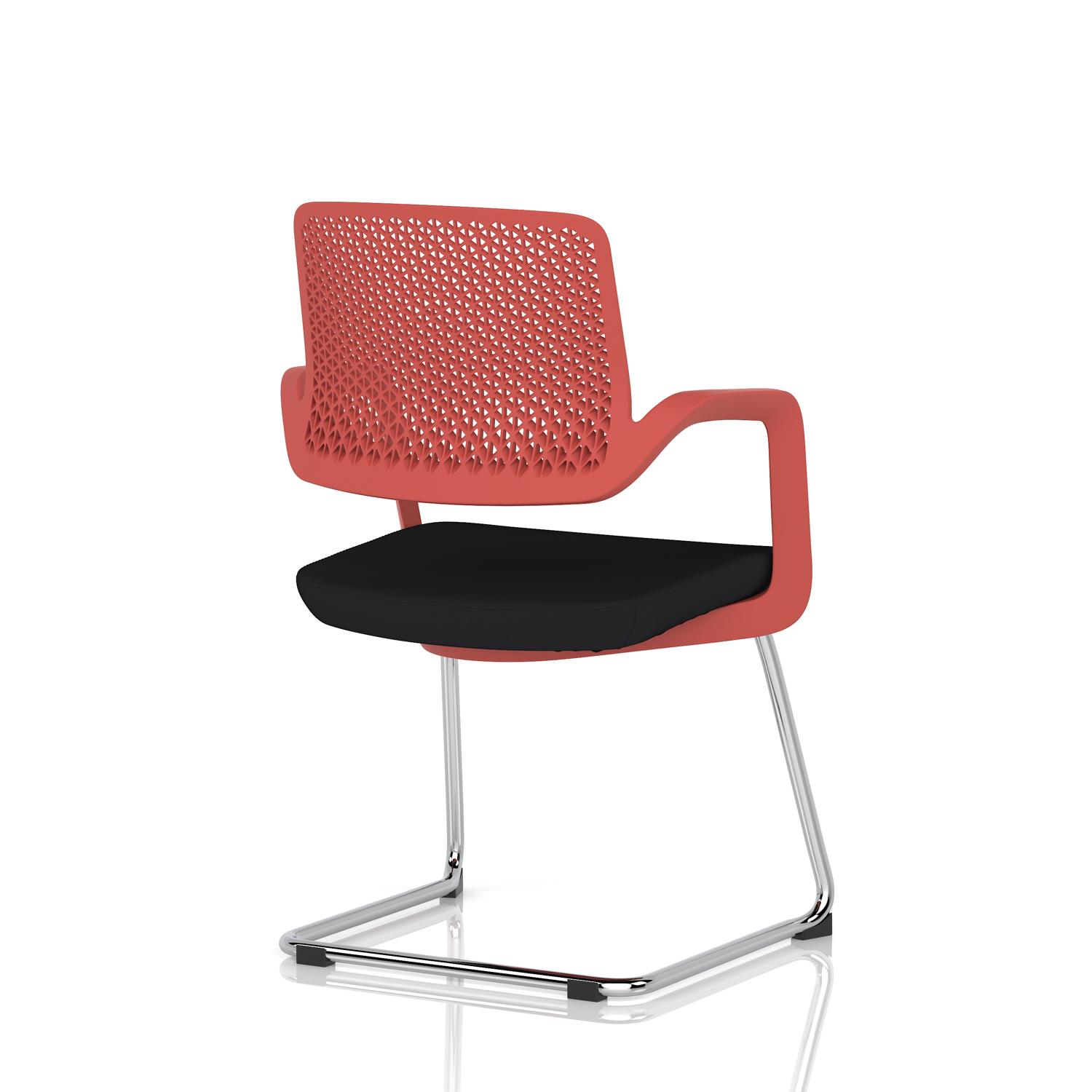 Cosmo Cantilever Chair Red Frame Black Seat