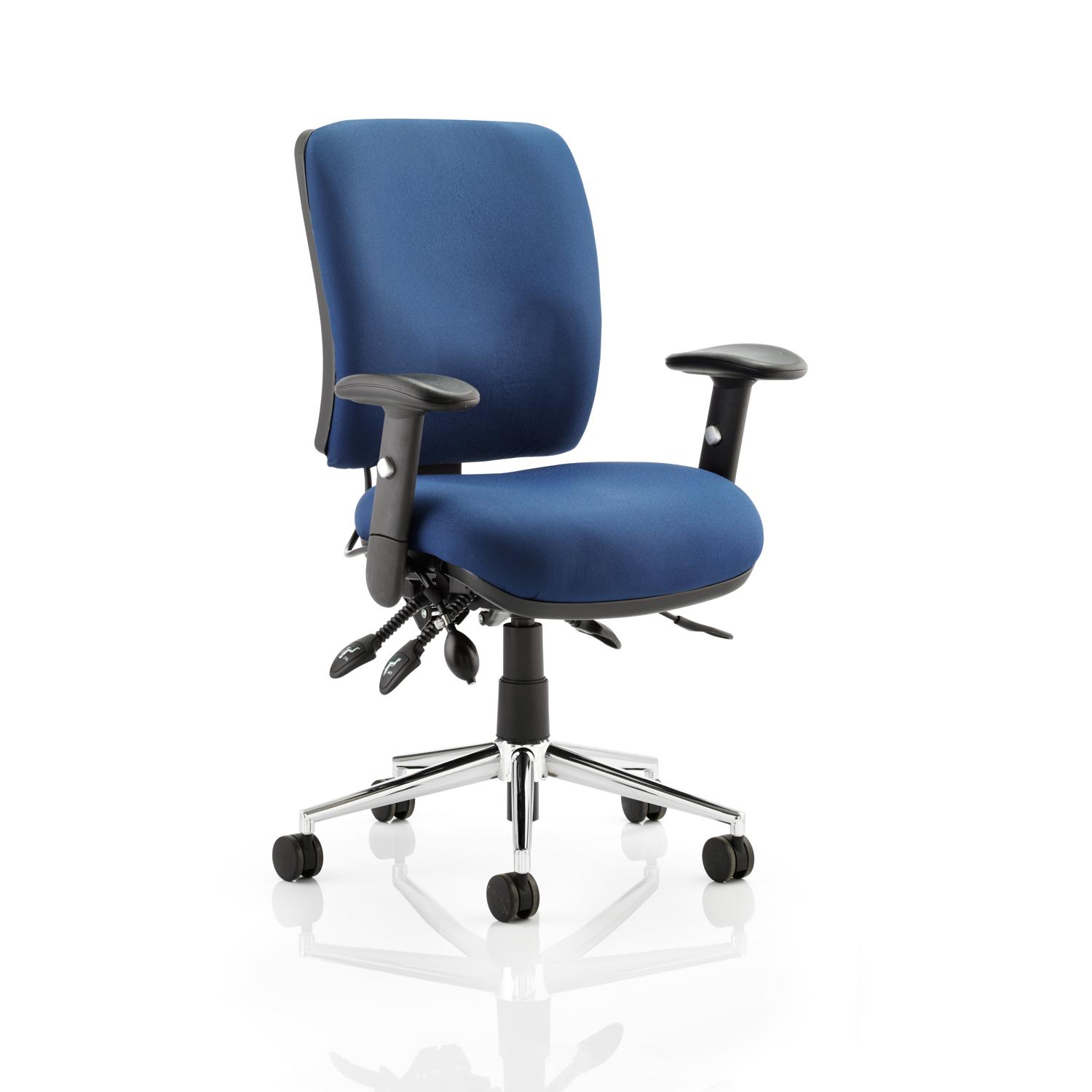 Impulse 1600mm Straight Office Desk Maple Top Black Cantilever Leg with 2 Drawer Mobile Pedestal and Chiro Medium Back Blue